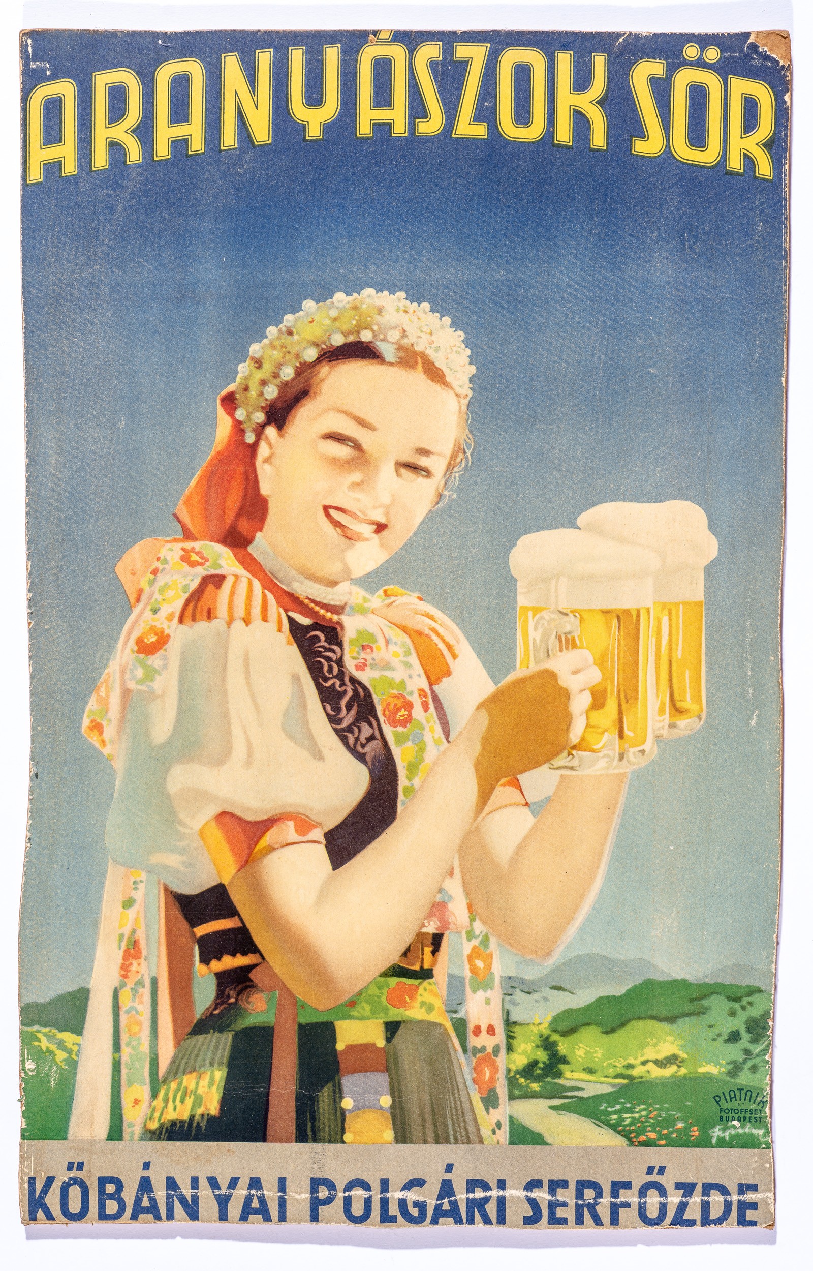 Arany ászok sör,kőb.Polgári Serf.pla (Söripari Emléktár - Dreher Sörmúzeum CC BY-NC-SA)
