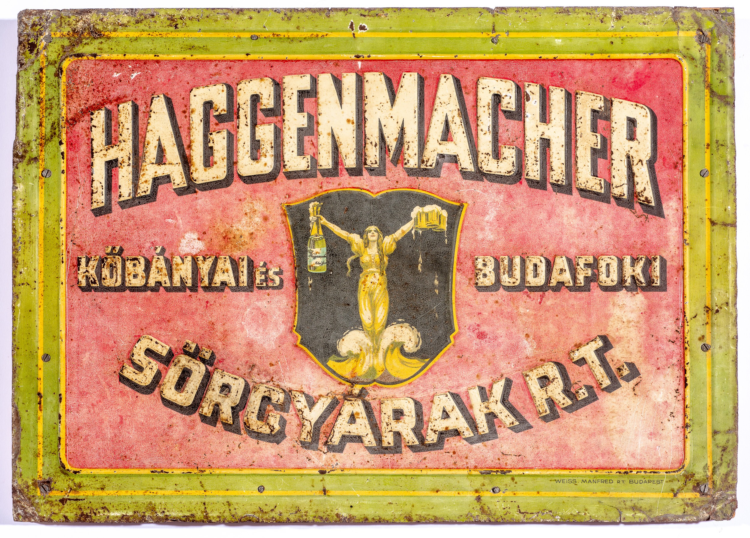 Haggen. Sörgyárak logos plak.fémből (Söripari Emléktár - Dreher Sörmúzeum CC BY-NC-SA)