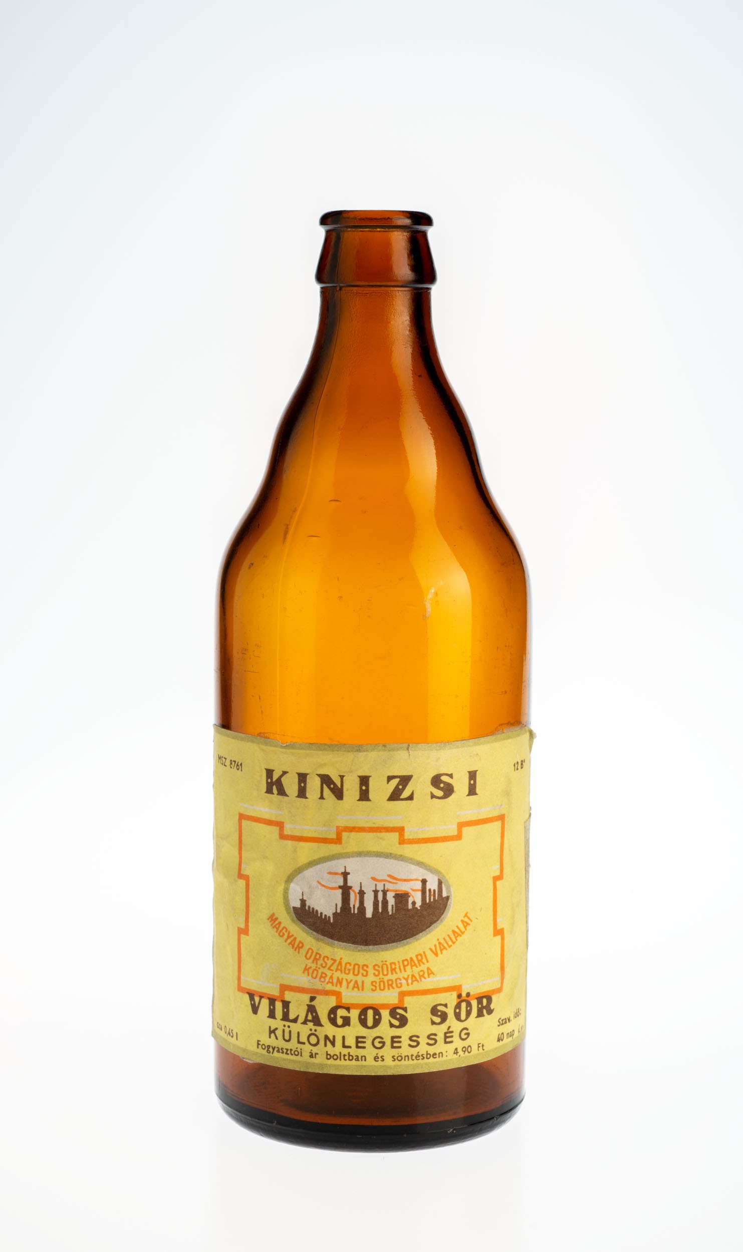Kinizsi sör cimkés,"golyvás"forma (Söripari Emléktár - Dreher Sörmúzeum CC BY-NC-SA)