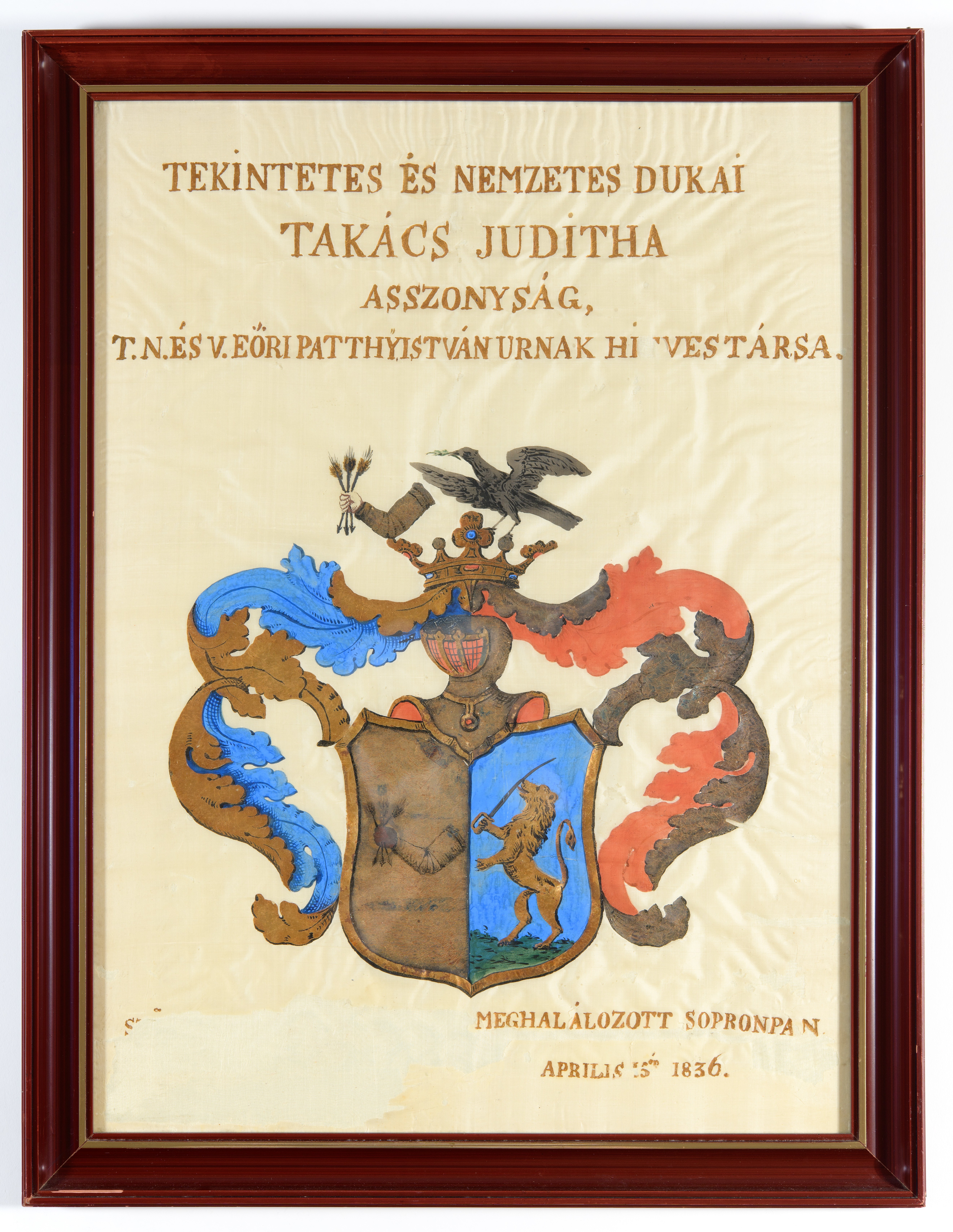 Dukai Takách Judit címere (Evangélikus Országos Múzeum CC BY-NC-SA)