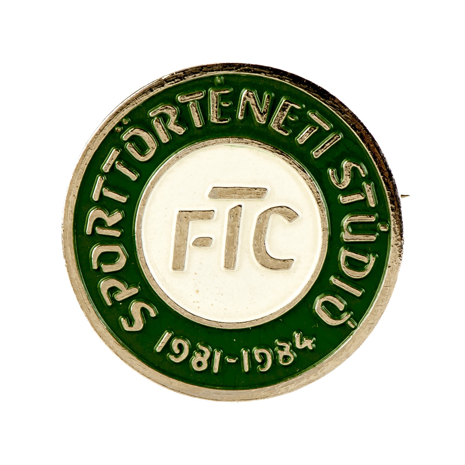 FTC Sporttörténeti Stúdió, 1981–1984 kitűző (Fradi Múzeum CC BY-NC-SA)