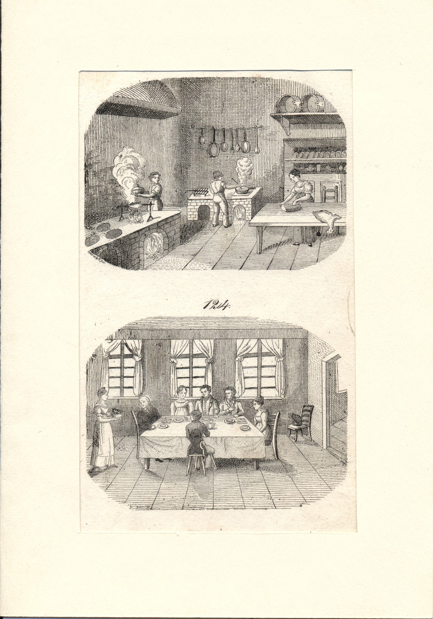 Konyha, főzés, étkezési jelenet (Magyar Kereskedelmi és Vendéglátóipari Múzeum CC BY-NC-SA)