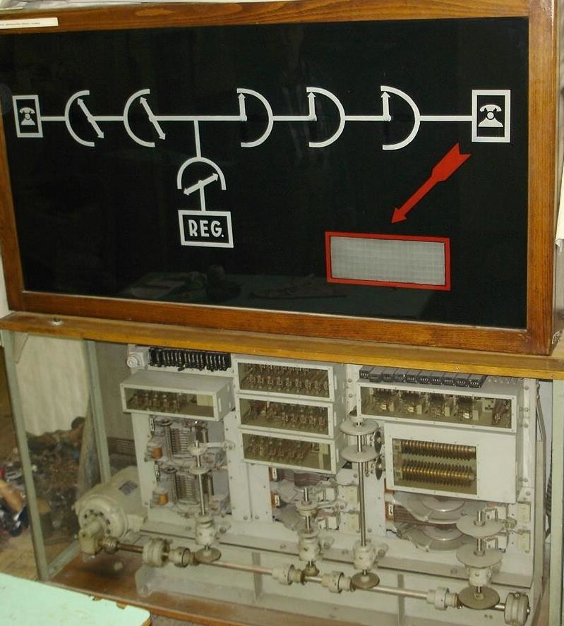 Automata 7A2 telefonközpont működő modellje (Postamúzeum CC BY-NC-SA)