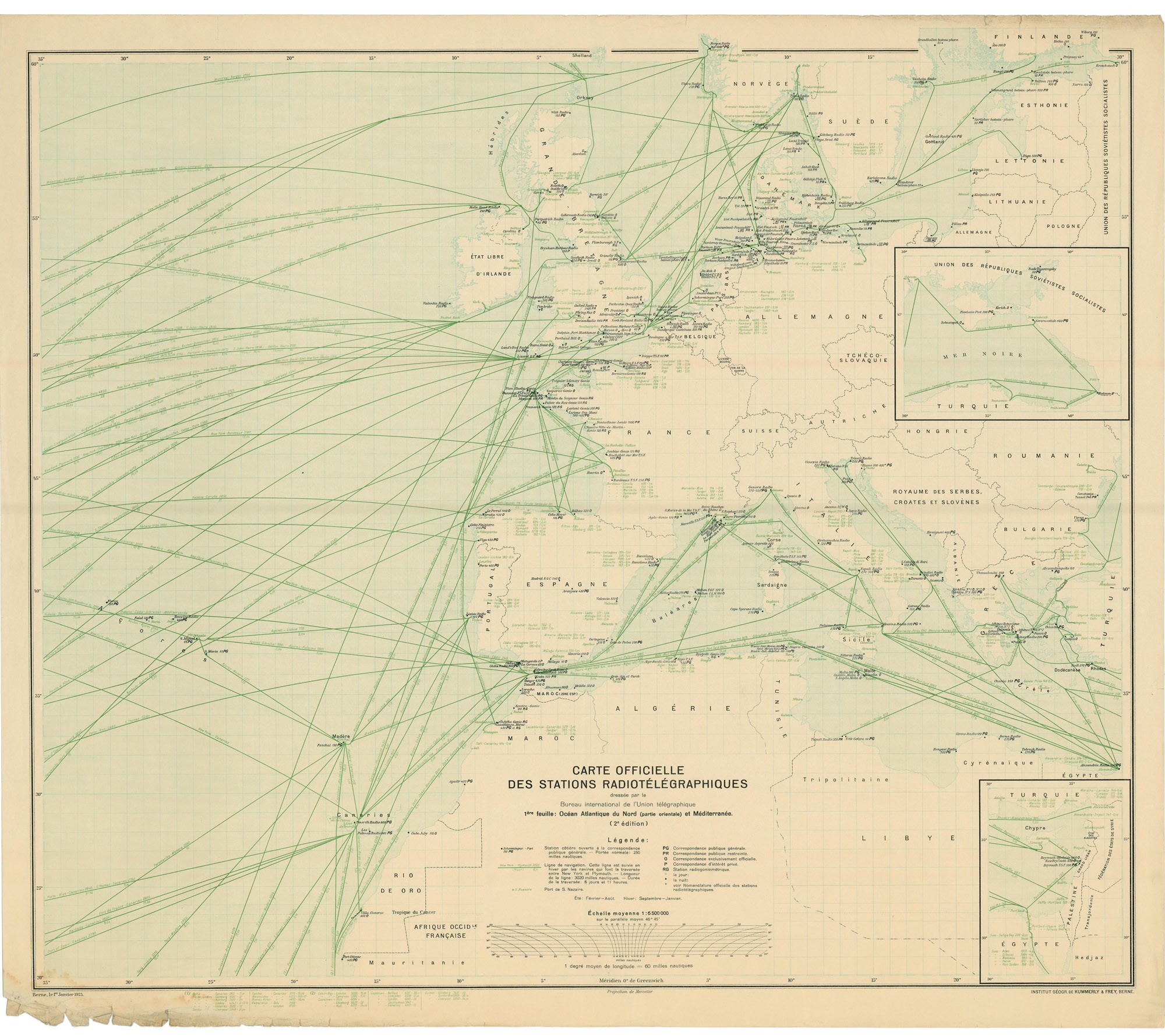 A rádió-távíróállomások hivatalos térképe (Postamúzeum CC BY-NC-SA)