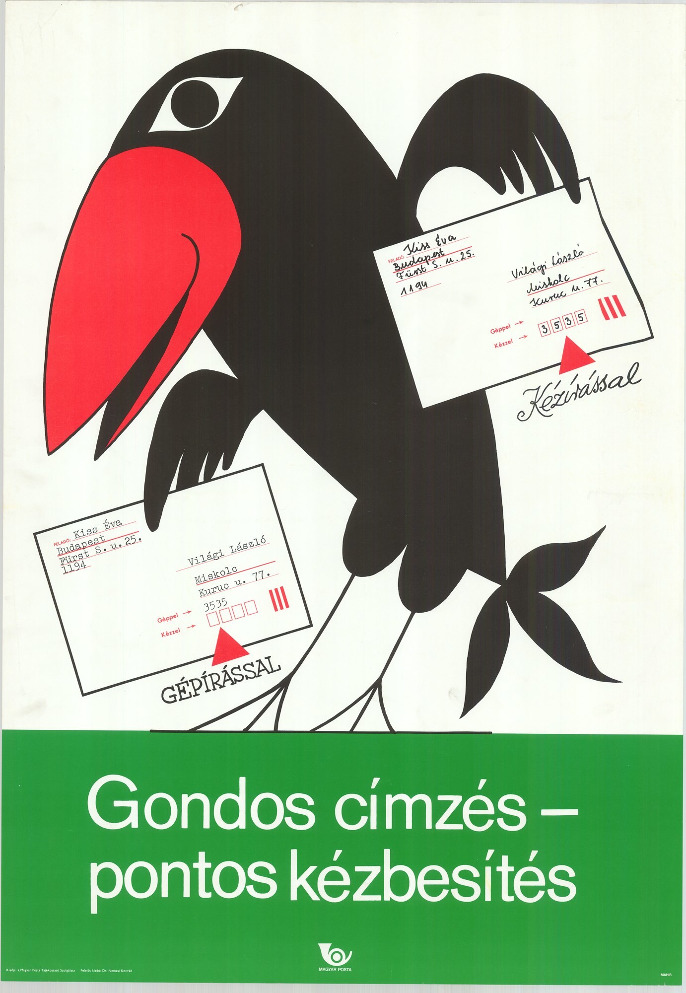 Grafikai plakát - Gondos címzés pontos kézbesítés (Postamúzeum CC BY-NC-SA)
