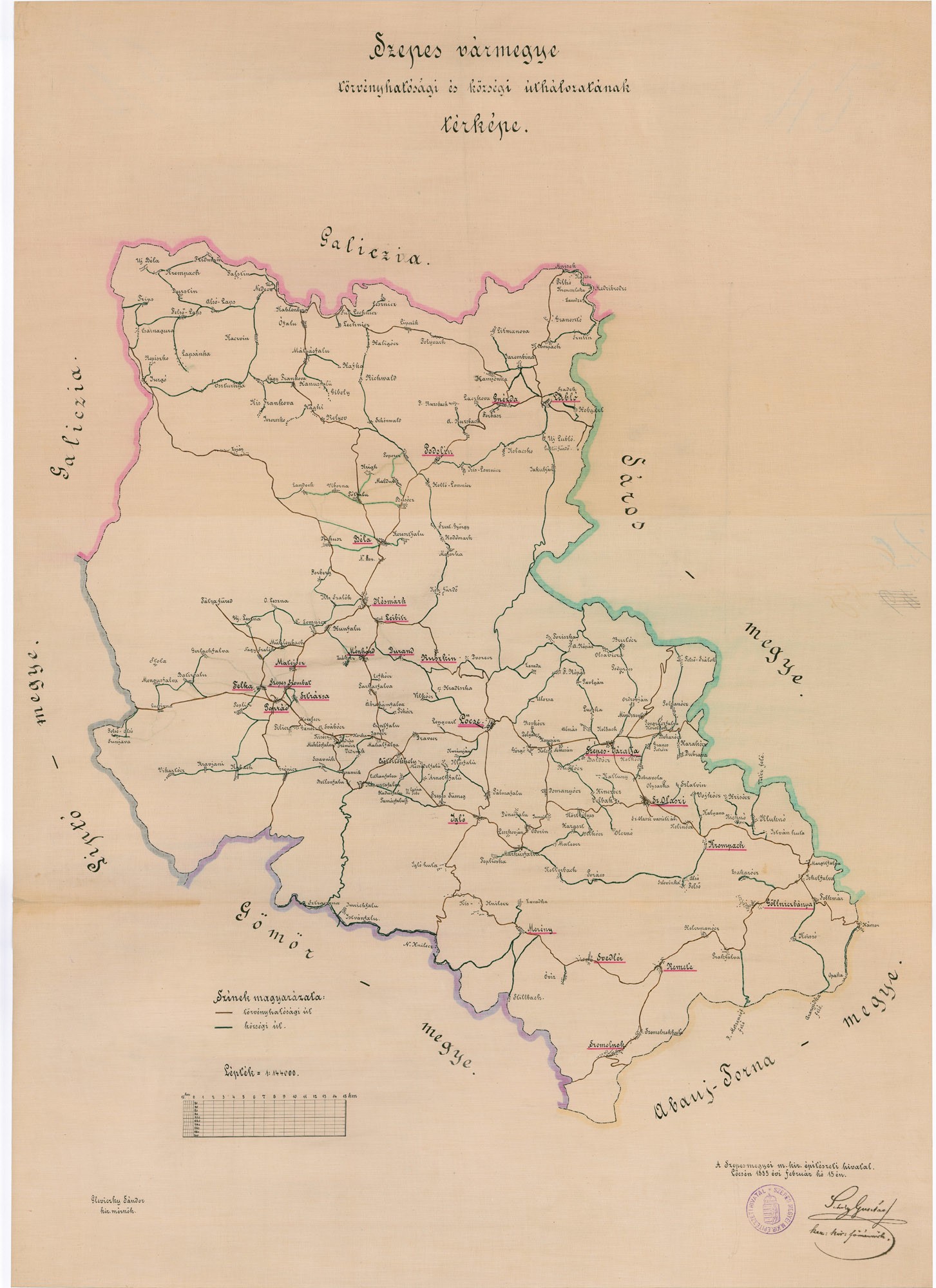Szepes vármegye törvényhatósági és községi úthálózatának térképe (Postamúzeum CC BY-NC-SA)