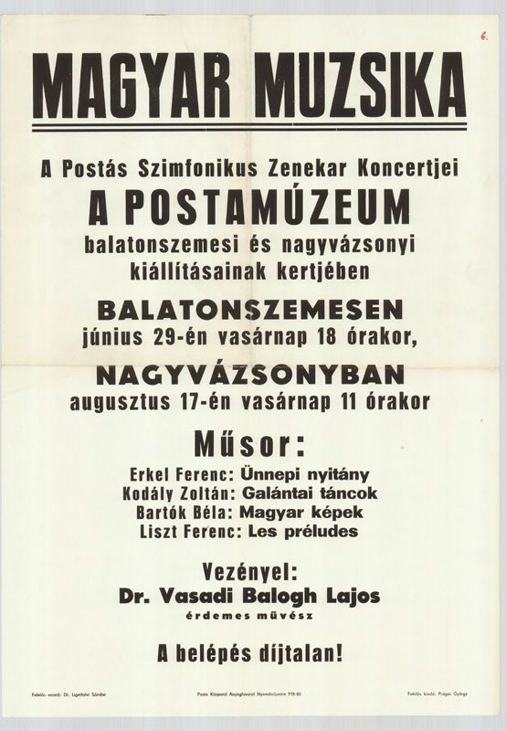 Plakát - Postás Szimfonikus Zenekar, 1980 (Postamúzeum CC BY-NC-SA)