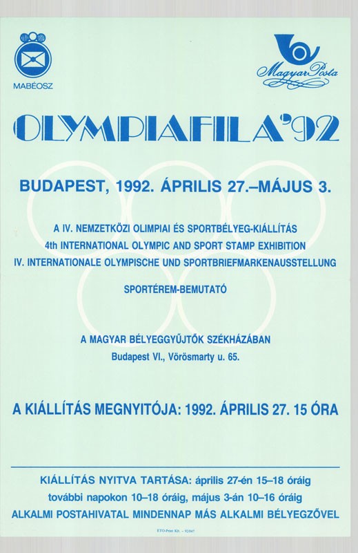 Kiállítási plakát - Olympiafila, 1992 (Postamúzeum CC BY-NC-SA)