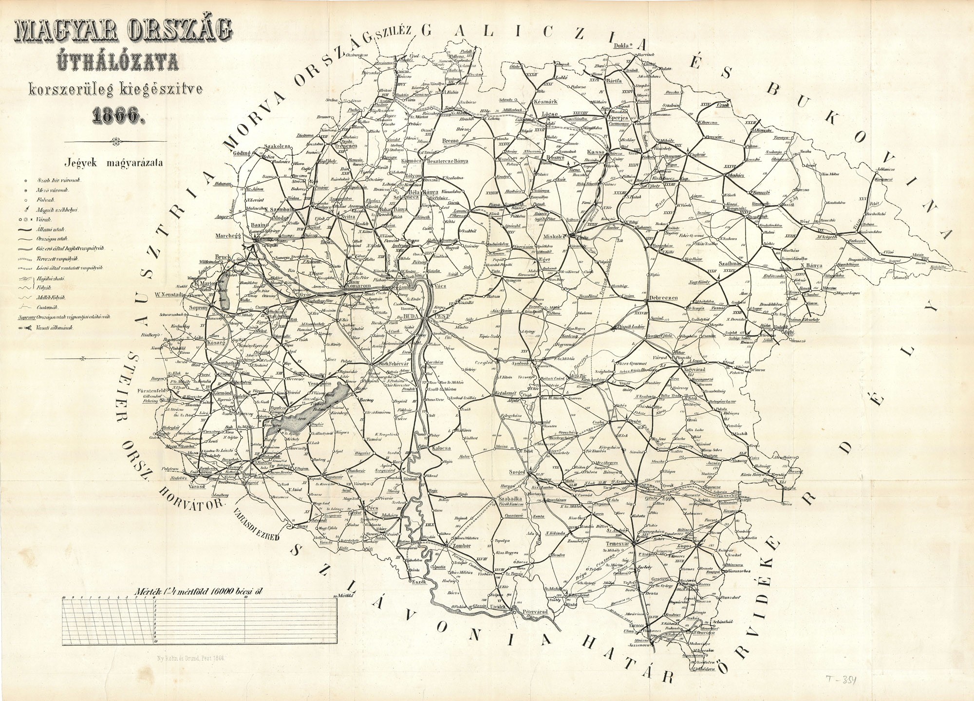 Magyarország úthálózata korszerűleg kiegészítve (Postamúzeum CC BY-NC-SA)