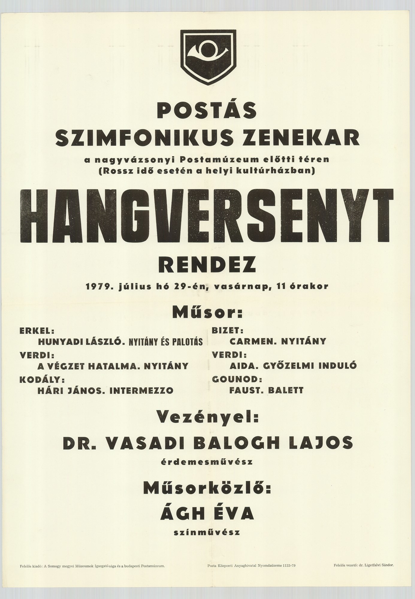 Plakát - Postás Szimfonikus Zenekar a Zeneakadémián, 1979 (Postamúzeum CC BY-NC-SA)