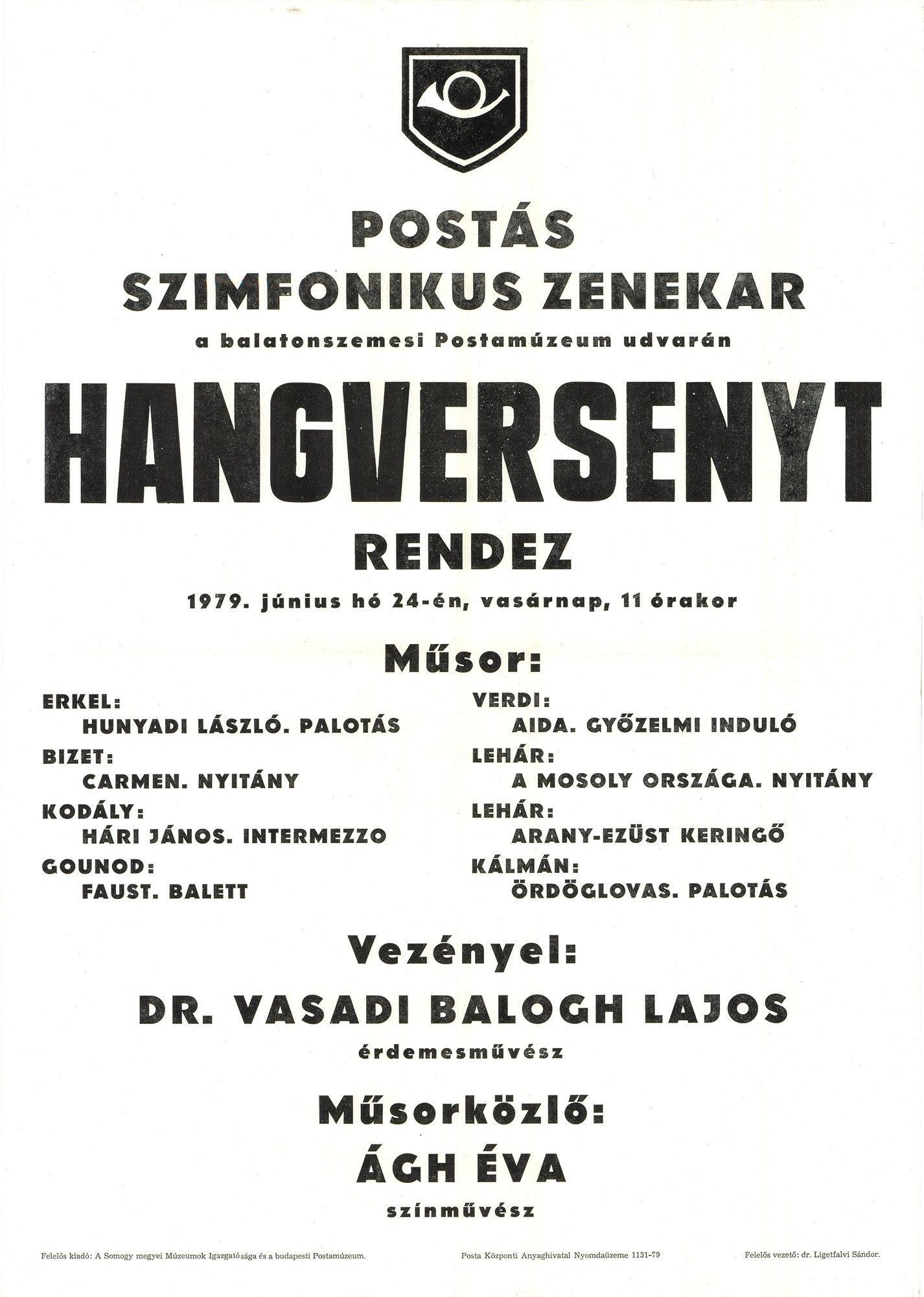 Plakát - Postás Szimfonikus Zenekar, 1979 (Postamúzeum CC BY-NC-SA)