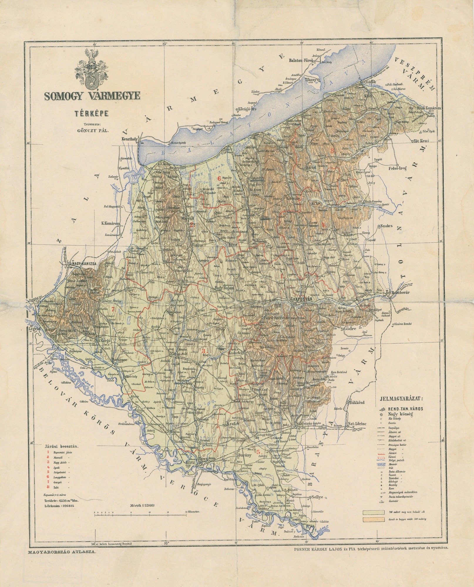 Somogy vármegye térképe (Postamúzeum CC BY-NC-SA)