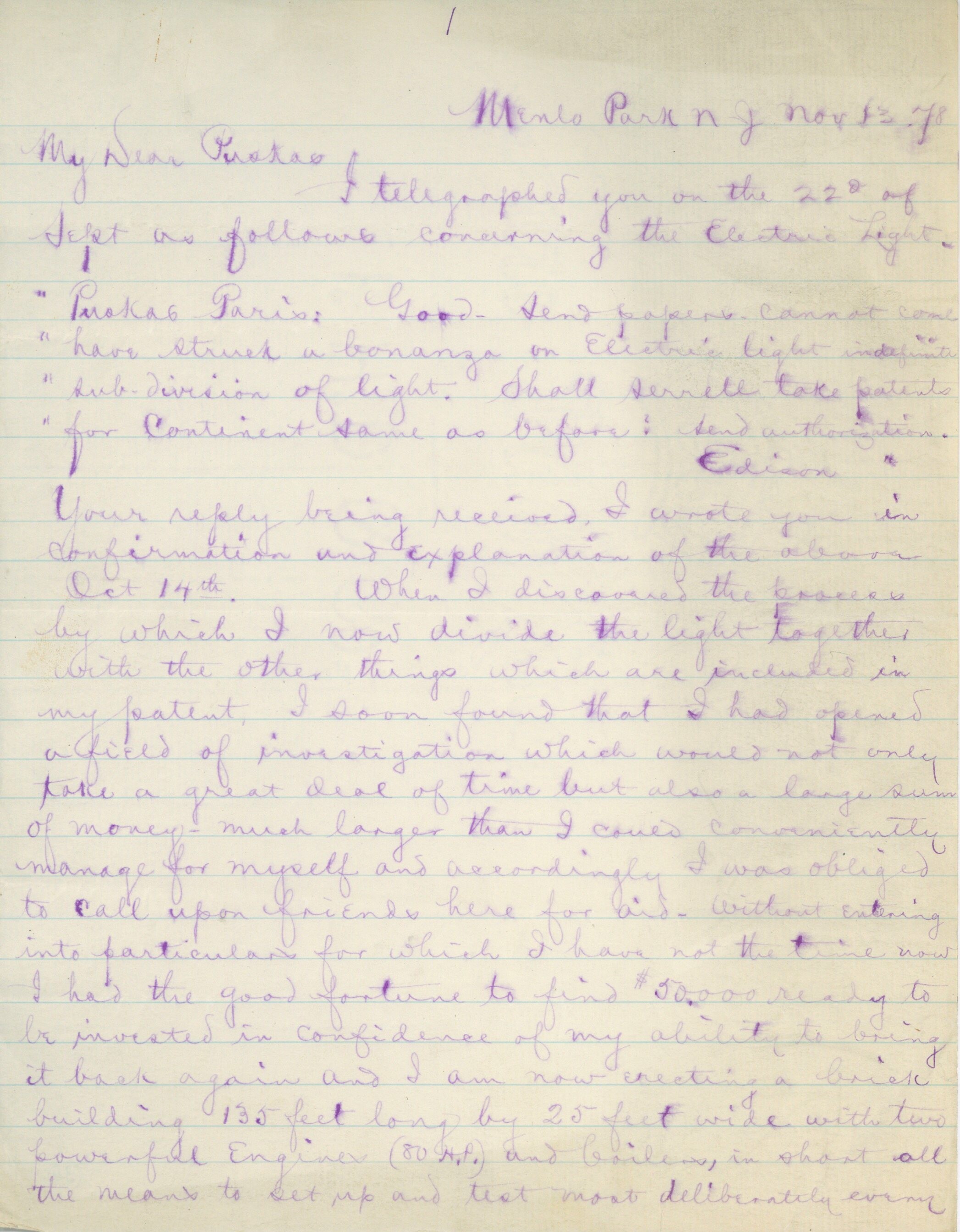 Griffin írásával készült levél (Postamúzeum CC BY-NC-SA)