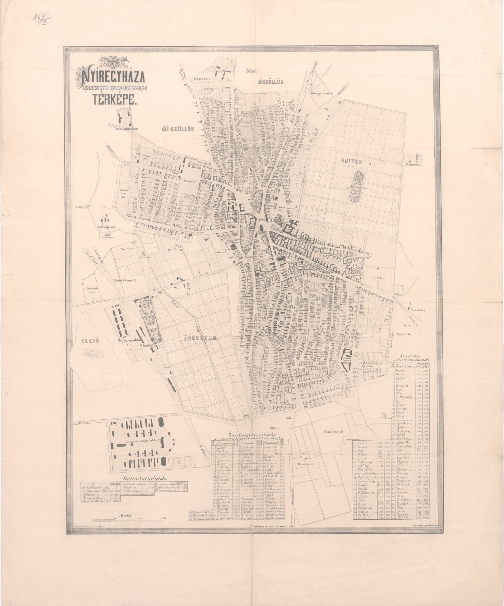Nyíregyháza rendezett tanácsú város térképe (Postamúzeum CC BY-NC-SA)