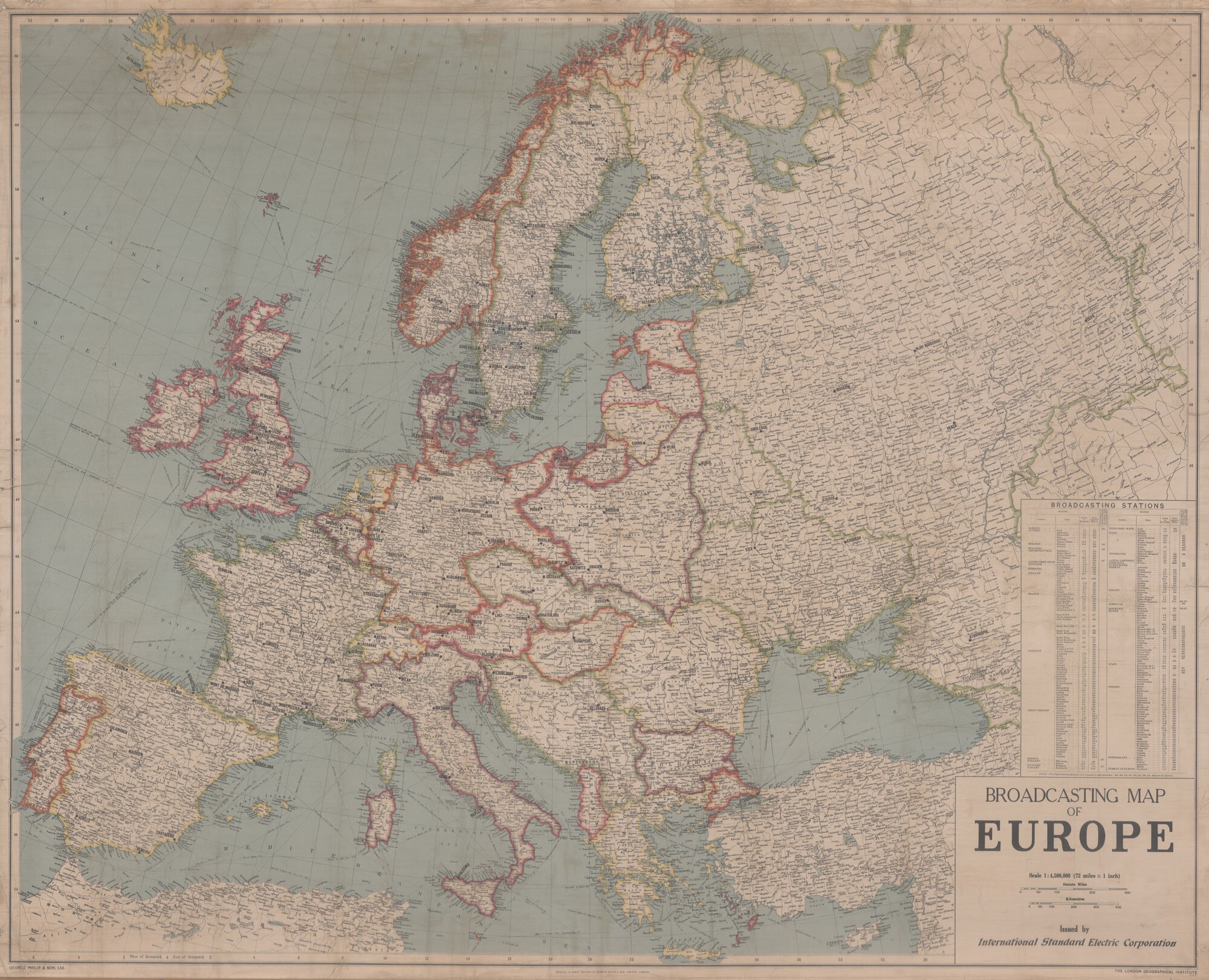 Európa rádiótérképe (Postamúzeum CC BY-NC-SA)