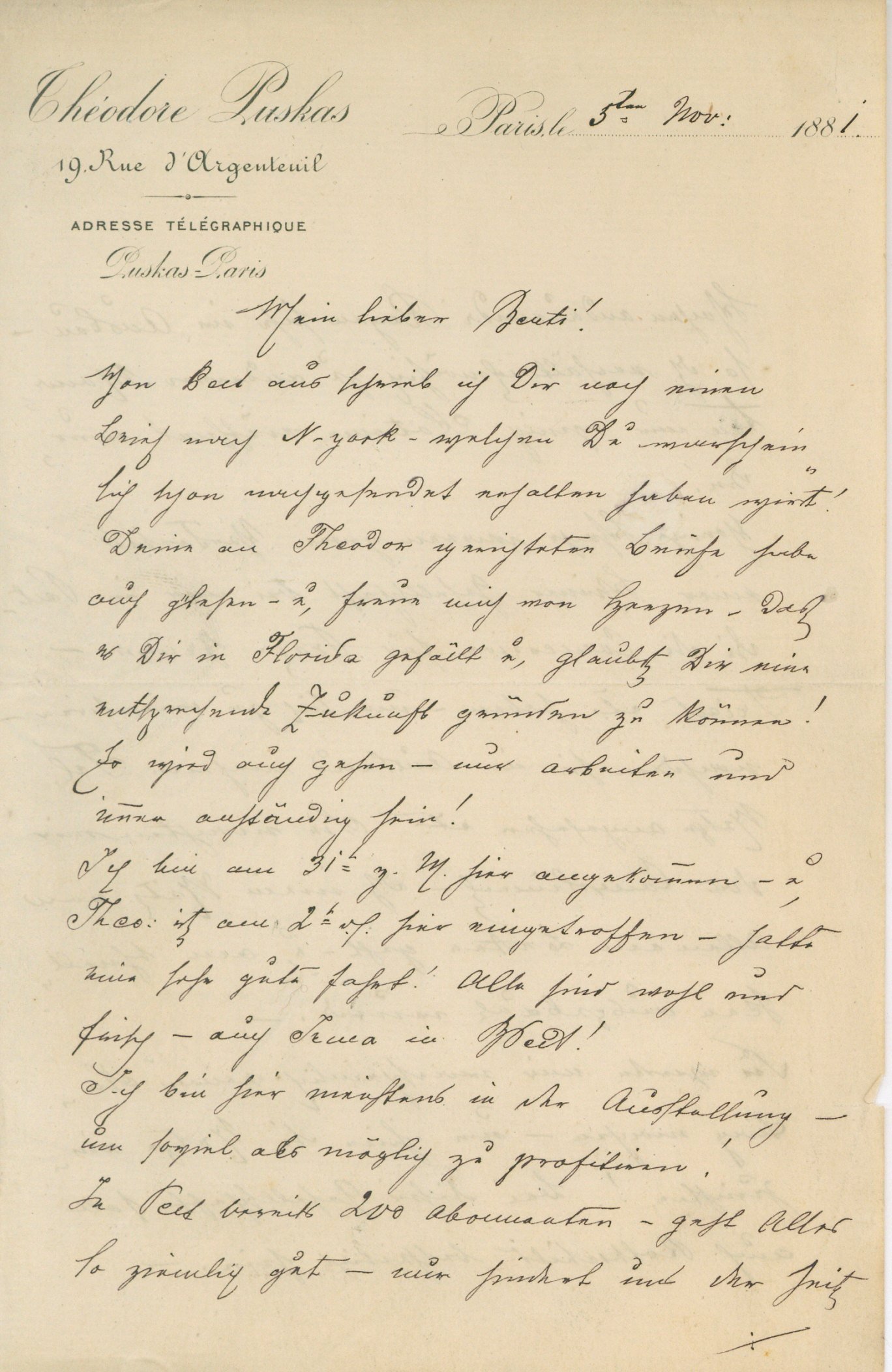 Puskás Ferenc levele (Postamúzeum CC BY-NC-SA)