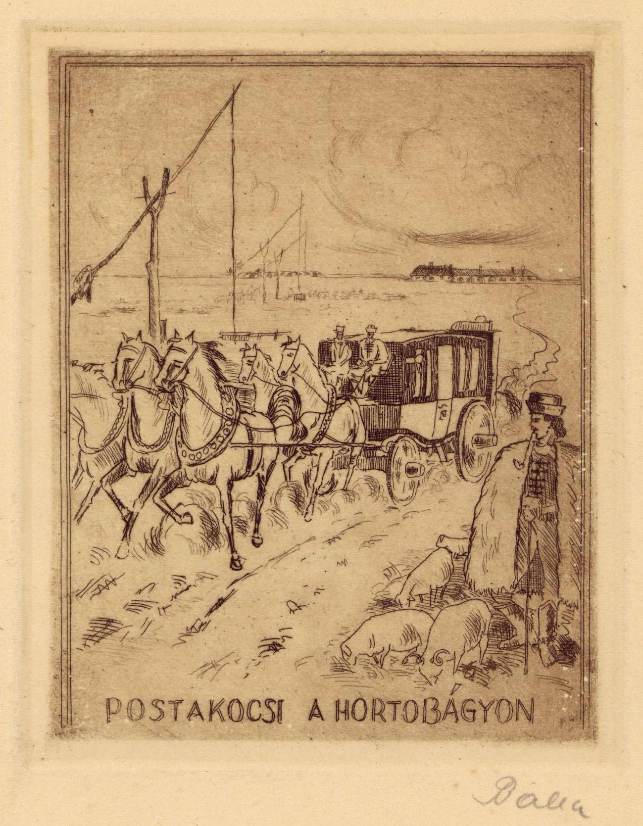 Postakocsi a Hortobágyon - A Magyar Posta régi világából sorozat (Postamúzeum CC BY-NC-SA)