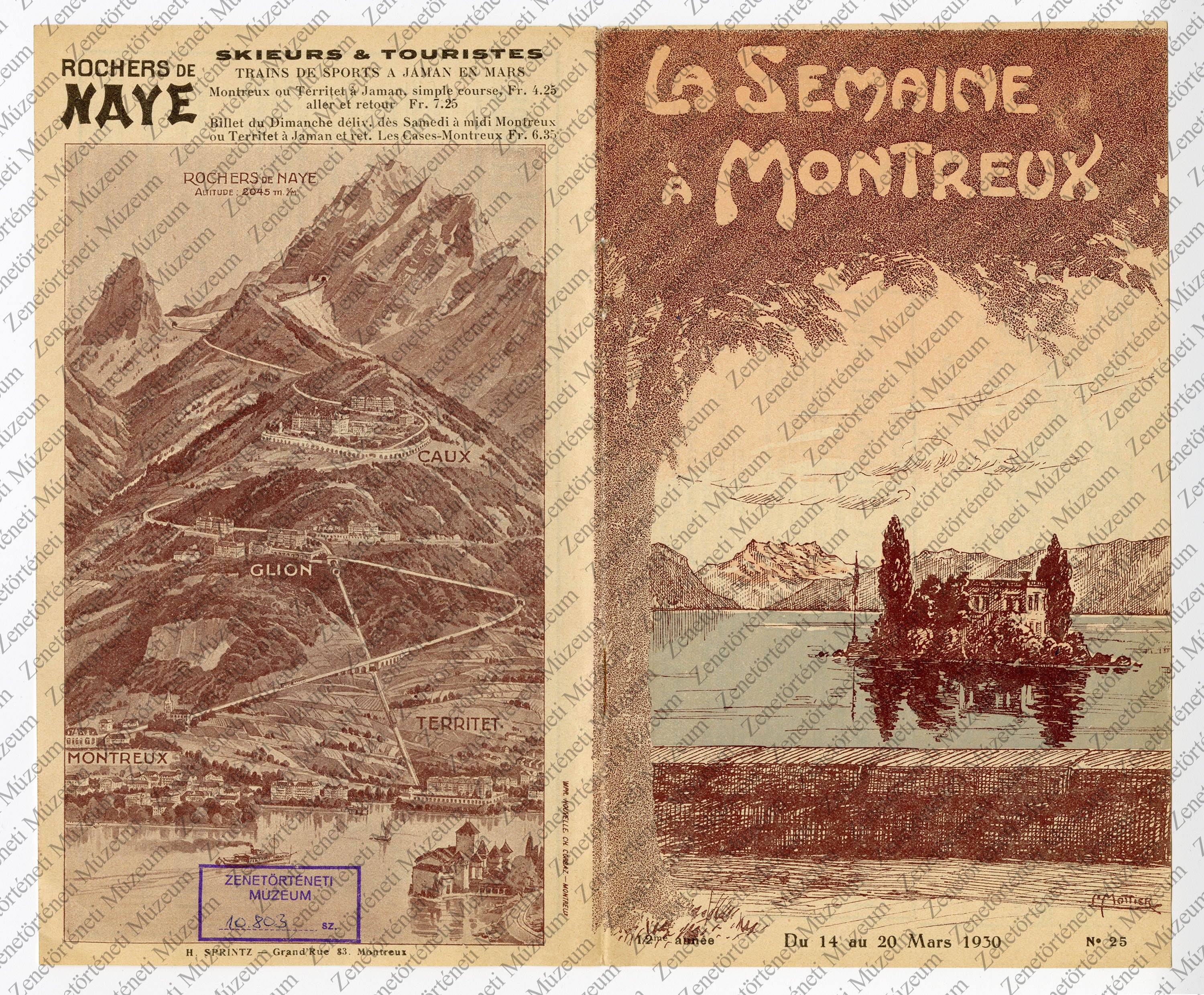 La Semaine à Montreux - műsorfüzet, 1930. márc. 14-20. (Zenetörténeti Múzeum CC BY-NC-SA)