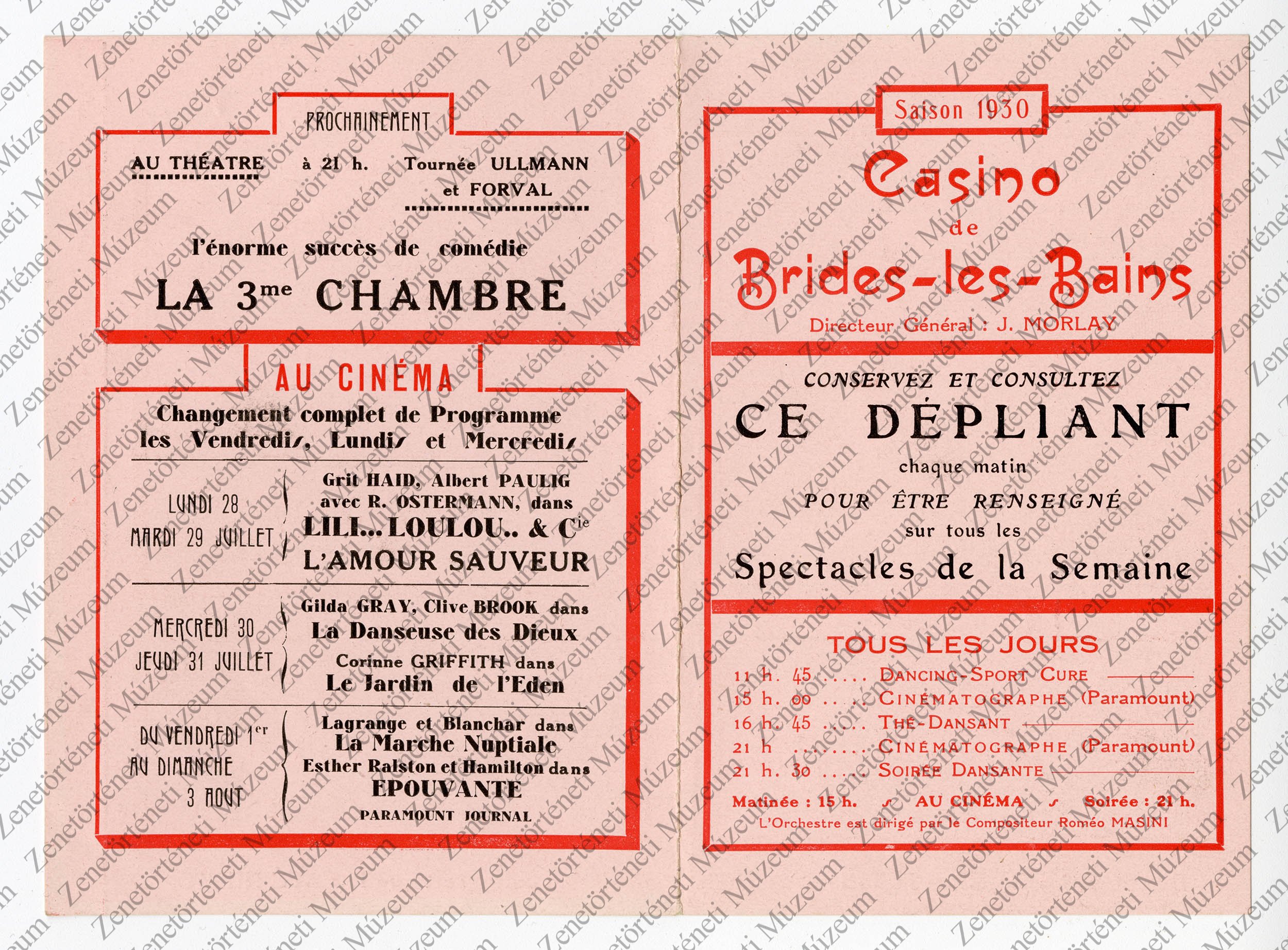 A Casino de Brigdes-les-Bain 1930-as műsora (Zenetörténeti Múzeum CC BY-NC-SA)