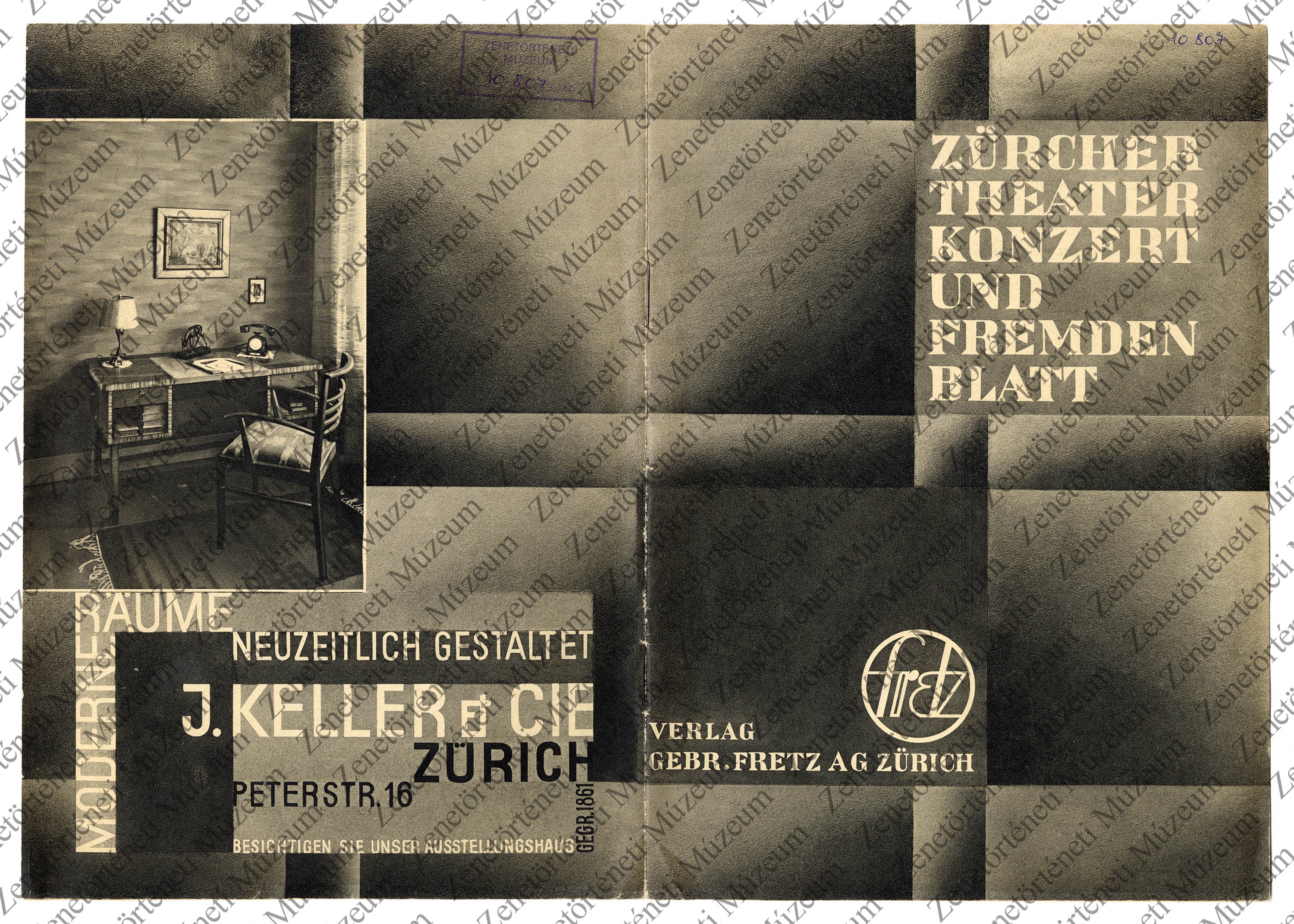 Zürcher Theater Koncert und Fremden-Blatt 1931. febr. (Zenetörténeti Múzeum CC BY-NC-SA)