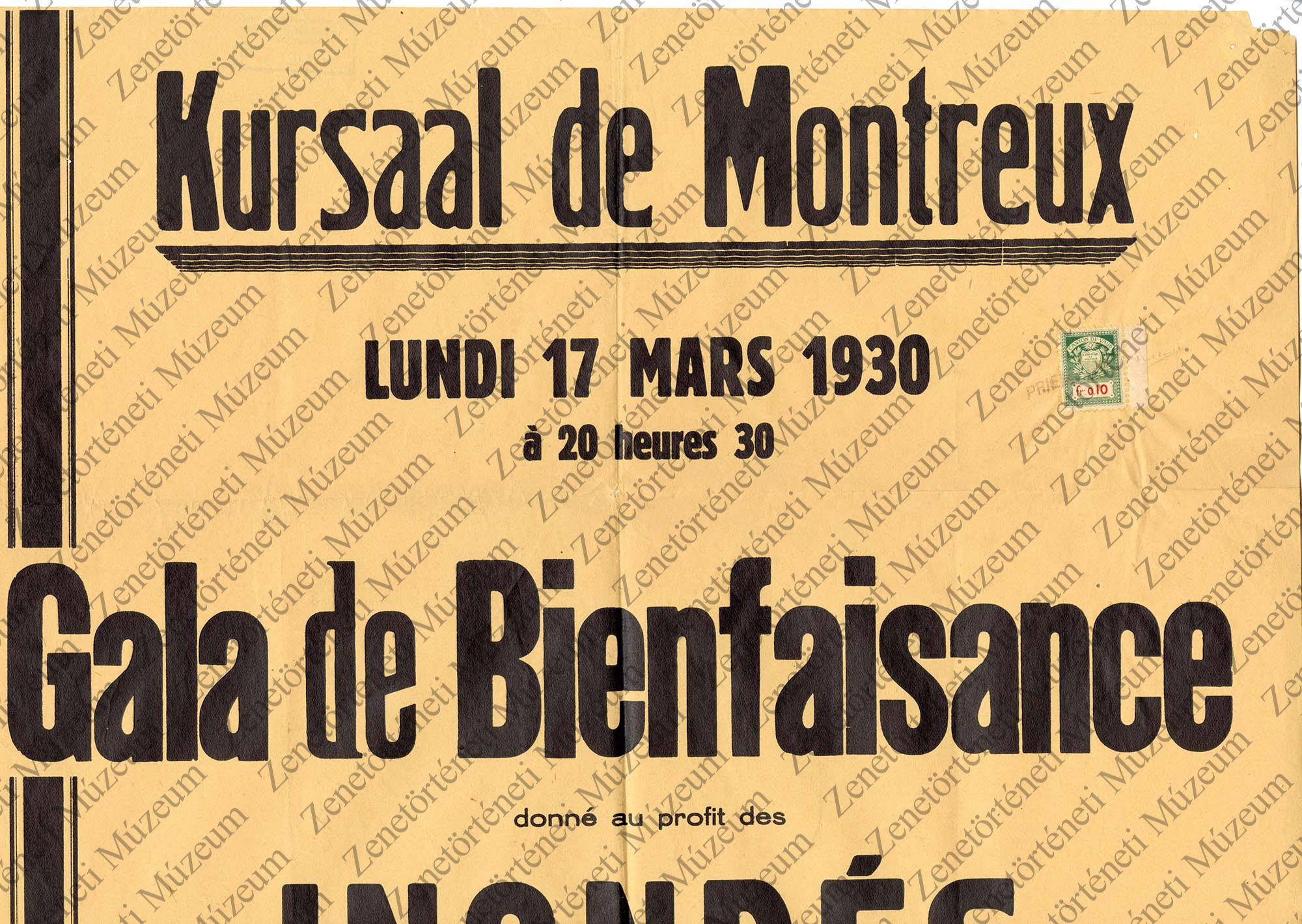 1930. márc. 17. Kursaal de Montreux-beli hangverseny plakátja (Zenetörténeti Múzeum CC BY-NC-SA)