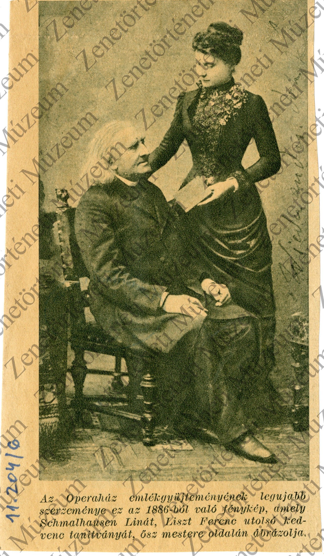 Liszt Ferenc és Lina Schmalhausen fotója egy újságban (Zenetörténeti Múzeum CC BY-NC-SA)