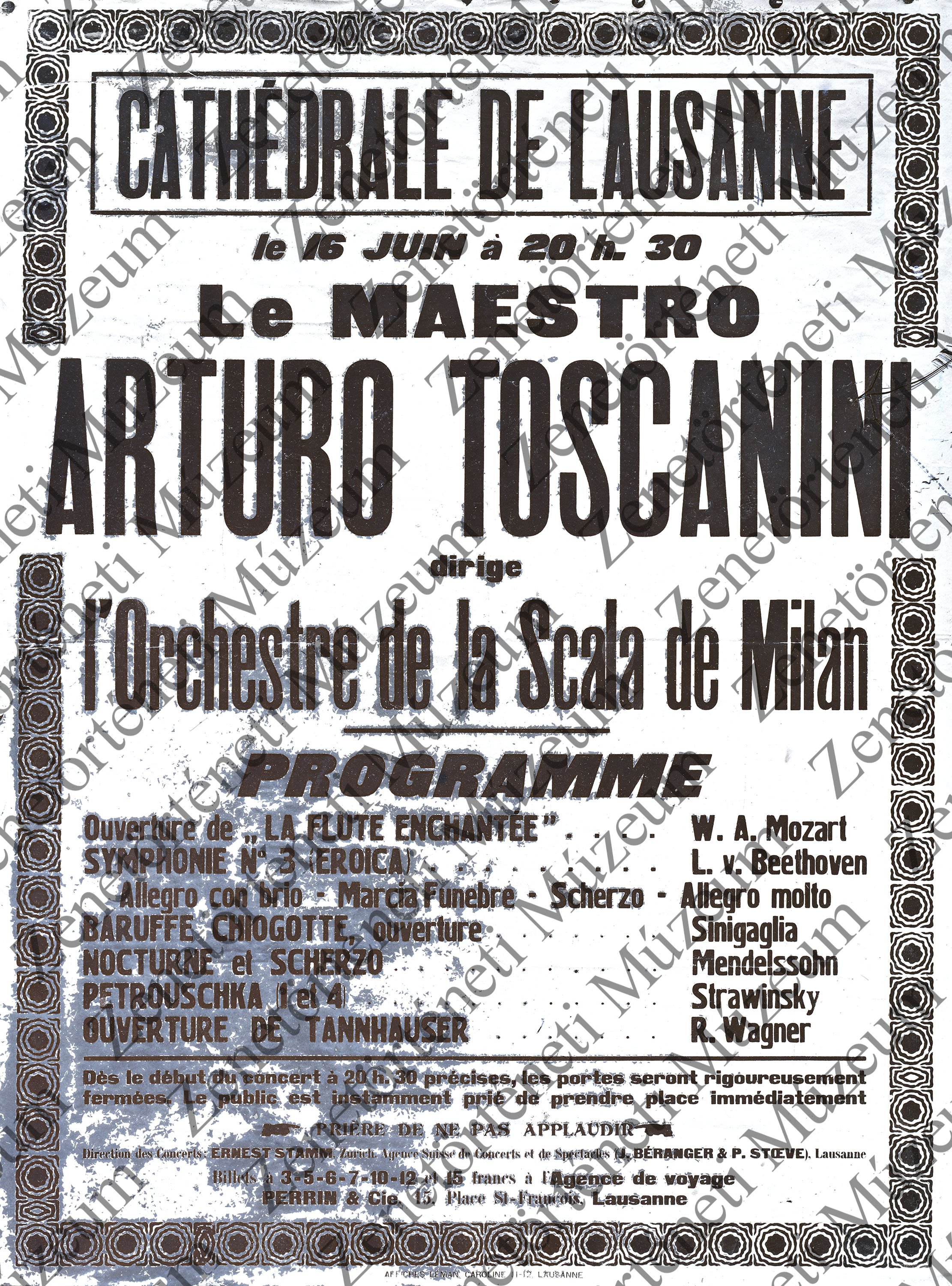 Toscanini hangversenyének plakátja (Zenetörténeti Múzeum CC BY-NC-SA)