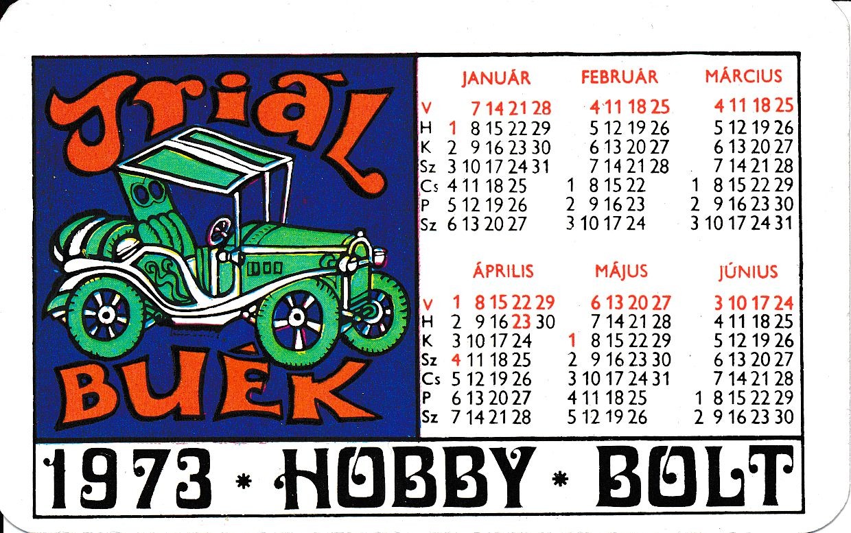 Triál kártyanaptár 1973 (Magyar Kereskedelmi és Vendéglátóipari Múzeum CC BY-NC-SA)