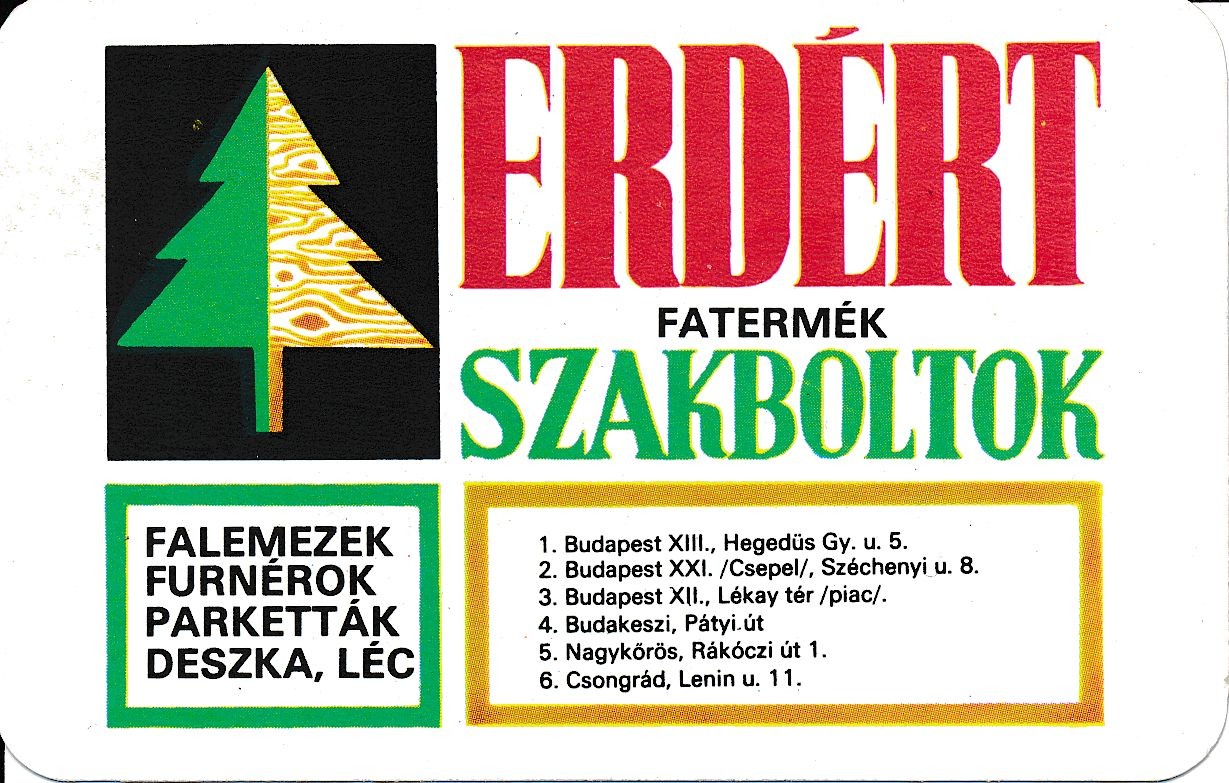 Erdért faház kártyanaptár 1974 (Magyar Kereskedelmi és Vendéglátóipari Múzeum CC BY-NC-SA)
