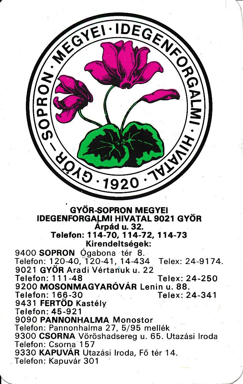 Győr Sopron Megyei Idegenforgalmi Hivatal kártyanaptár 1978 (Magyar Kereskedelmi és Vendéglátóipari Múzeum CC BY-NC-SA)
