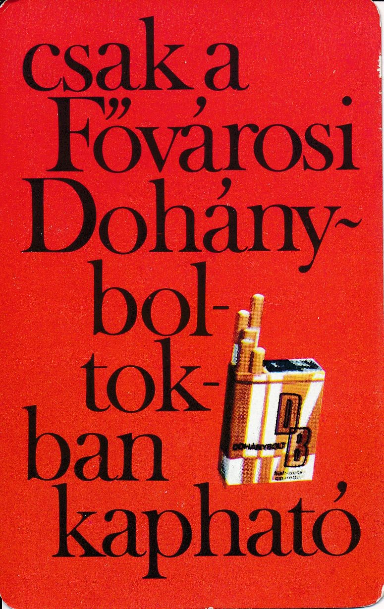 Fővárosi Dohánybolt kártyanaptár 1973 (Magyar Kereskedelmi és Vendéglátóipari Múzeum CC BY-NC-SA)
