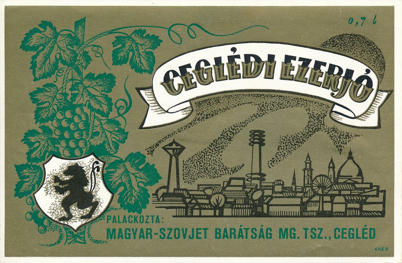 Ezerjó borcímke (Magyar Kereskedelmi és Vendéglátóipari Múzeum CC BY-NC-SA)