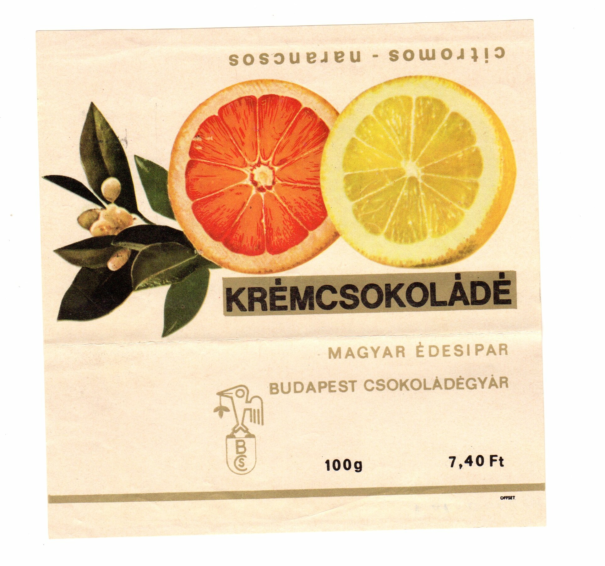 Citromos-narancsos krémcsokoládé (Magyar Kereskedelmi és Vendéglátóipari Múzeum CC BY-NC-SA)