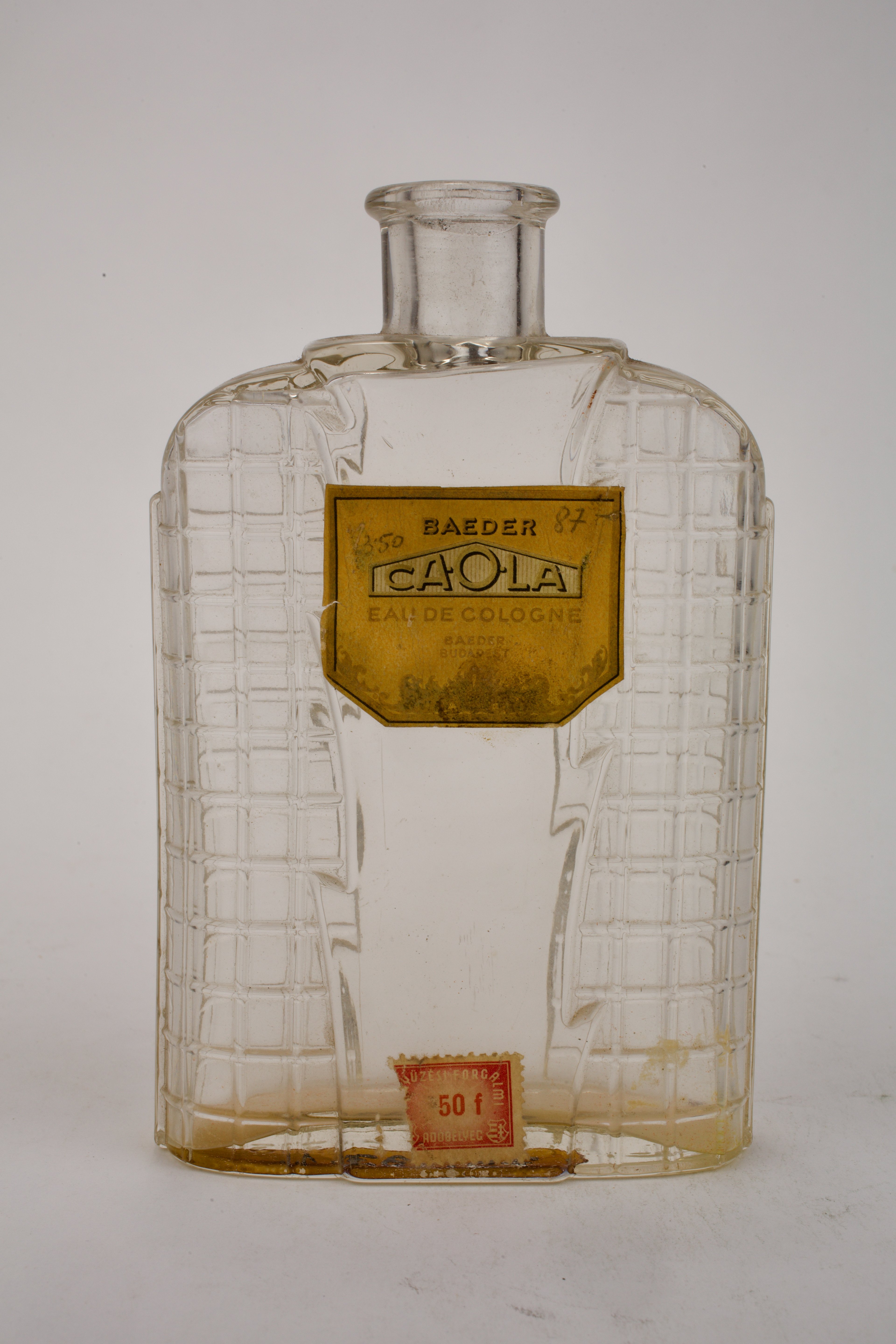 Baeder Caola kölnis üveg (Magyar Kereskedelmi és Vendéglátóipari Múzeum CC BY-NC-SA)