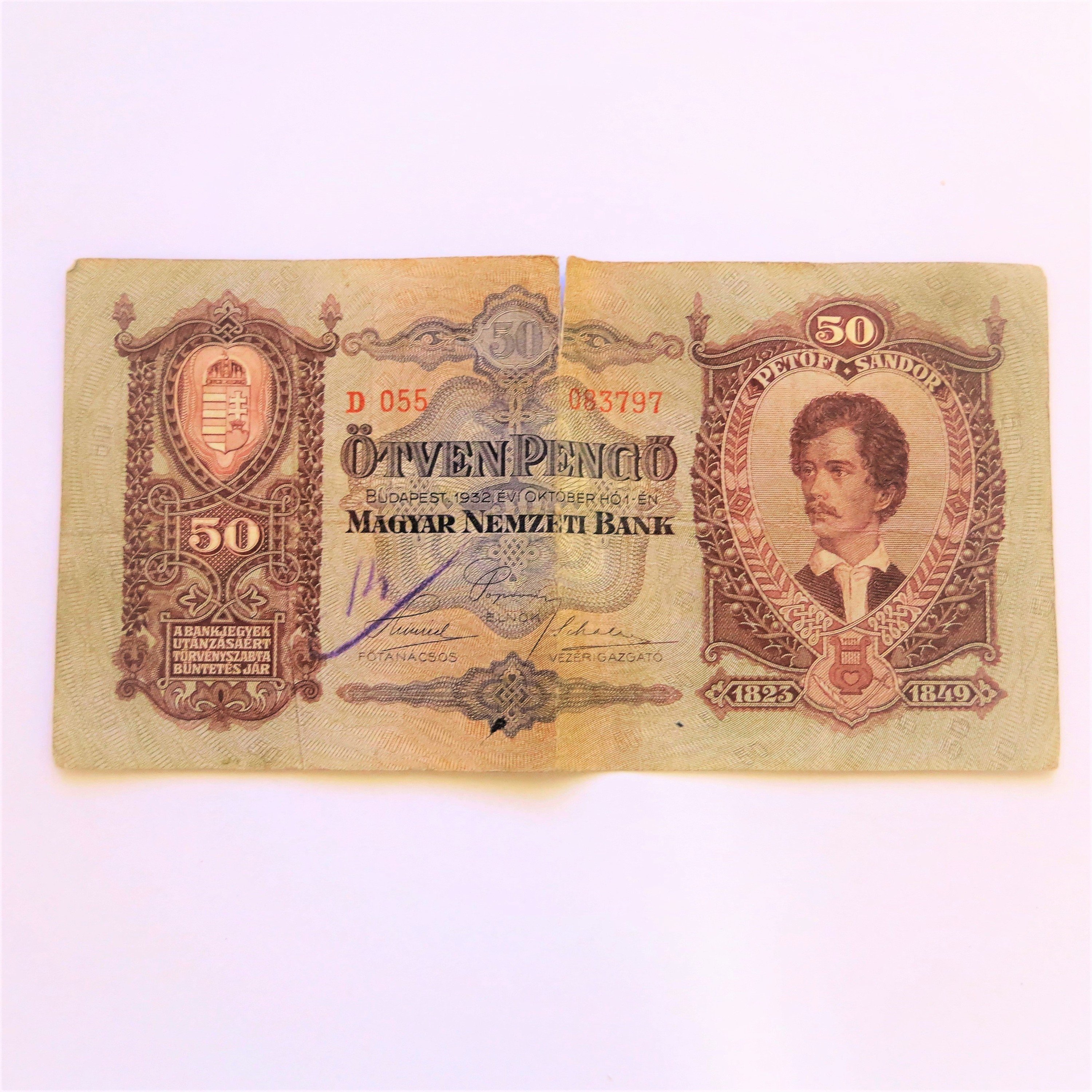 Pengő bankjegy (Sziklakórház Atombunker Múzeum CC BY-NC-SA)