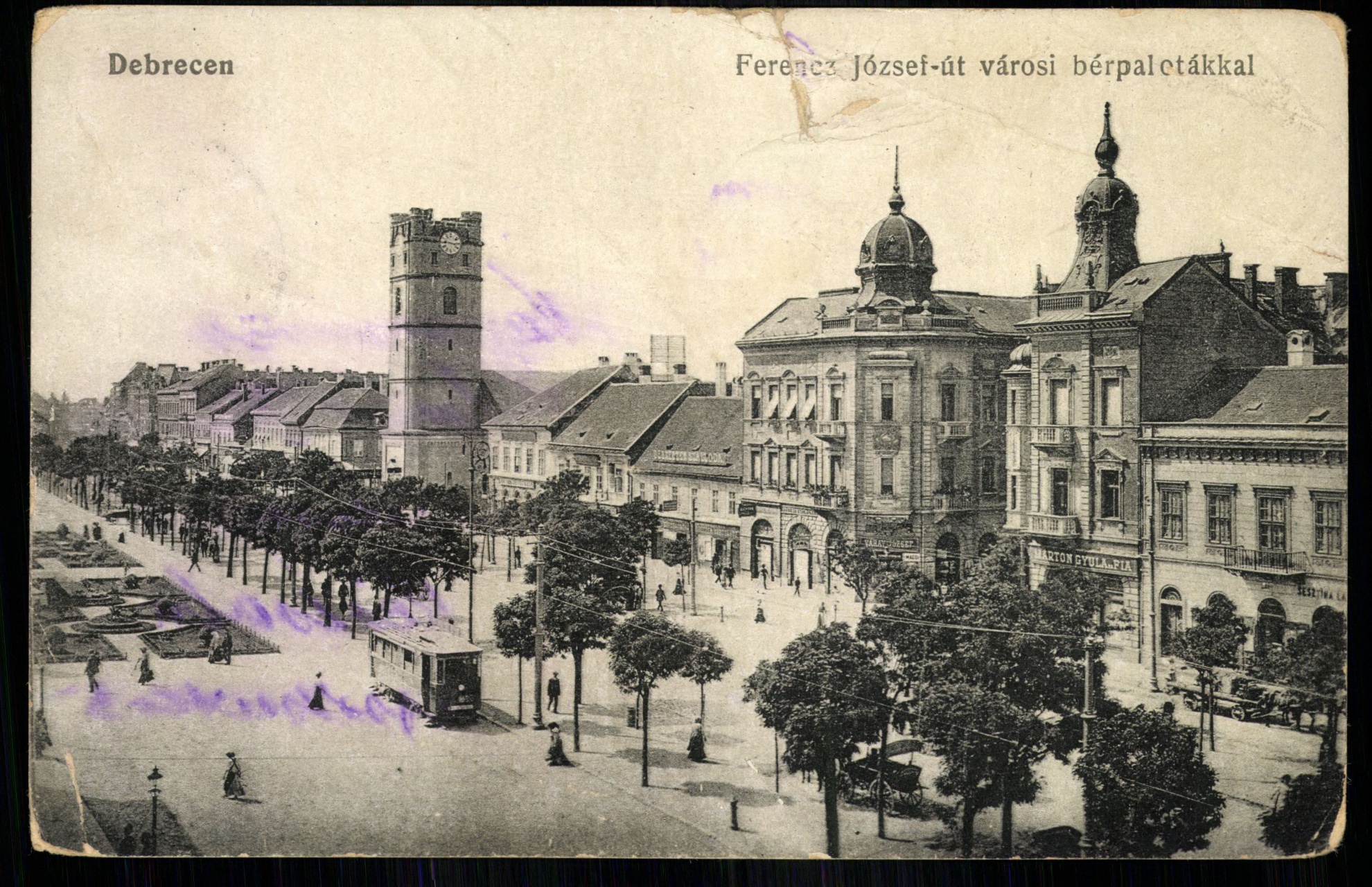 Debrecen; Ferenc József út városi bérpalotákkal (Magyar Kereskedelmi és Vendéglátóipari Múzeum CC BY-NC-ND)