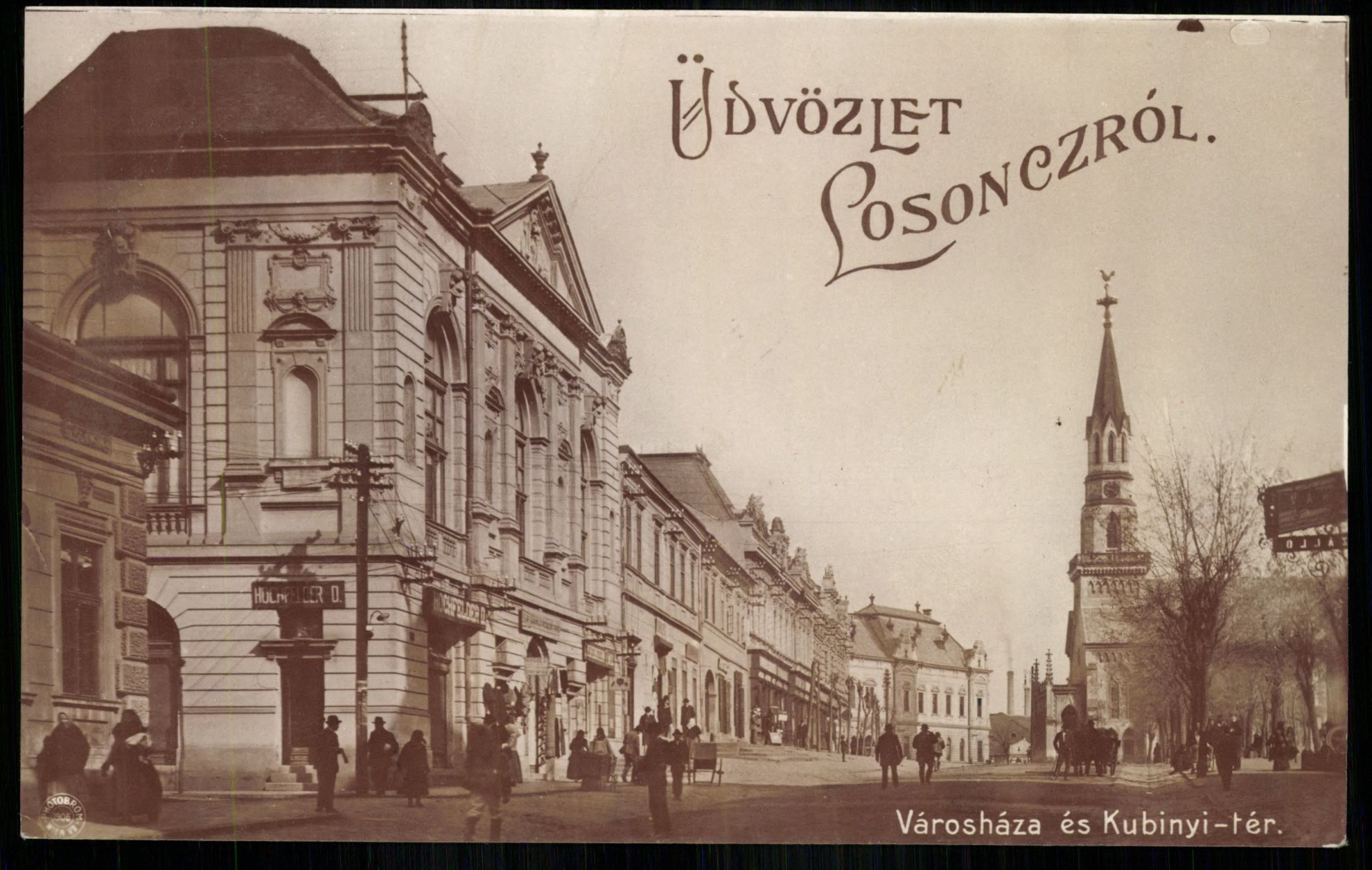 Losonc; Városháza és Kubinyi tér (Magyar Kereskedelmi és Vendéglátóipari Múzeum CC BY-NC-ND)