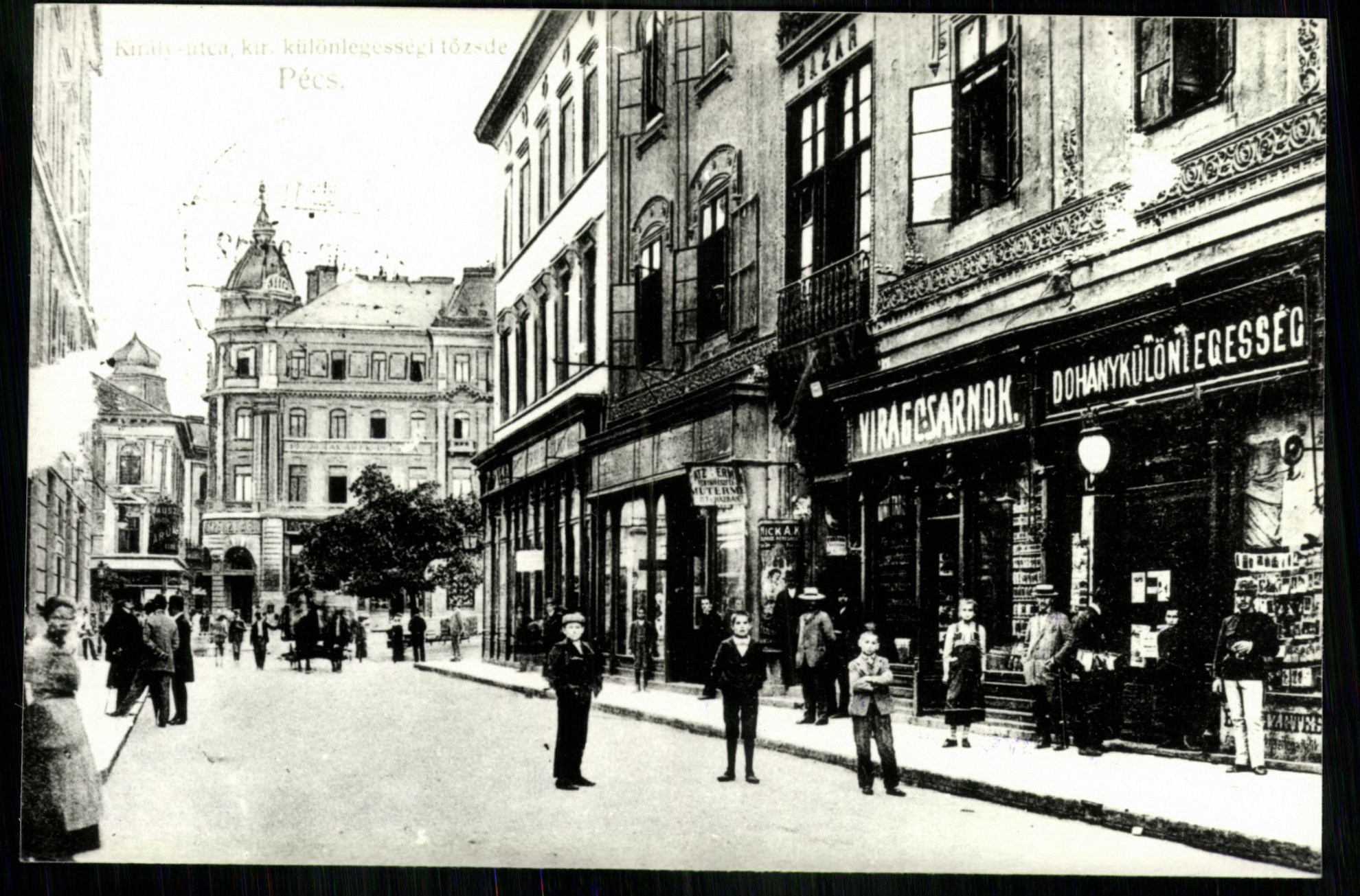 Pécs; Király utca, Királyi Különlegességi Tőzsde (Magyar Kereskedelmi és Vendéglátóipari Múzeum CC BY-NC-ND)