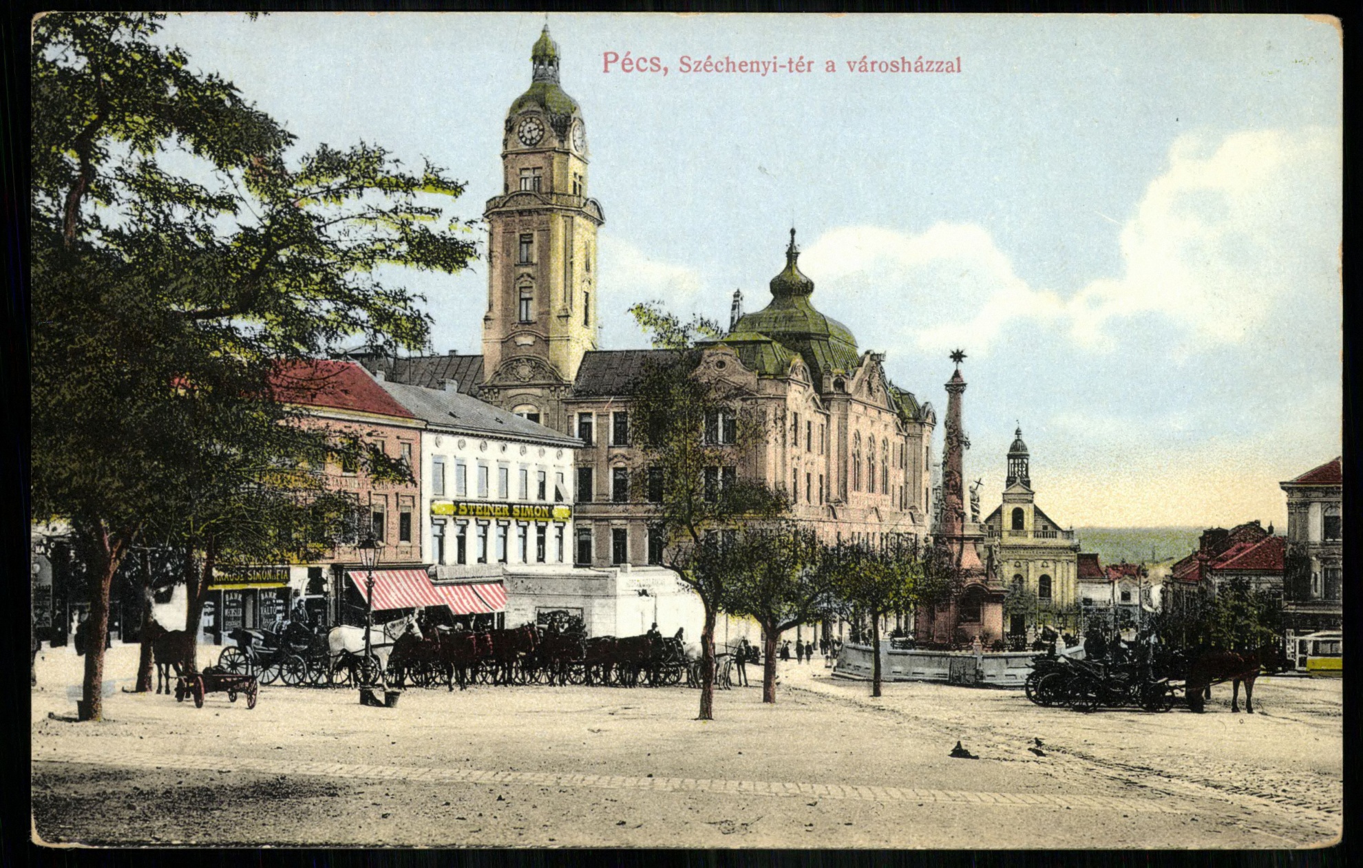 Pécs; Széchenyi tér a Városházával (Magyar Kereskedelmi és Vendéglátóipari Múzeum CC BY-NC-ND)