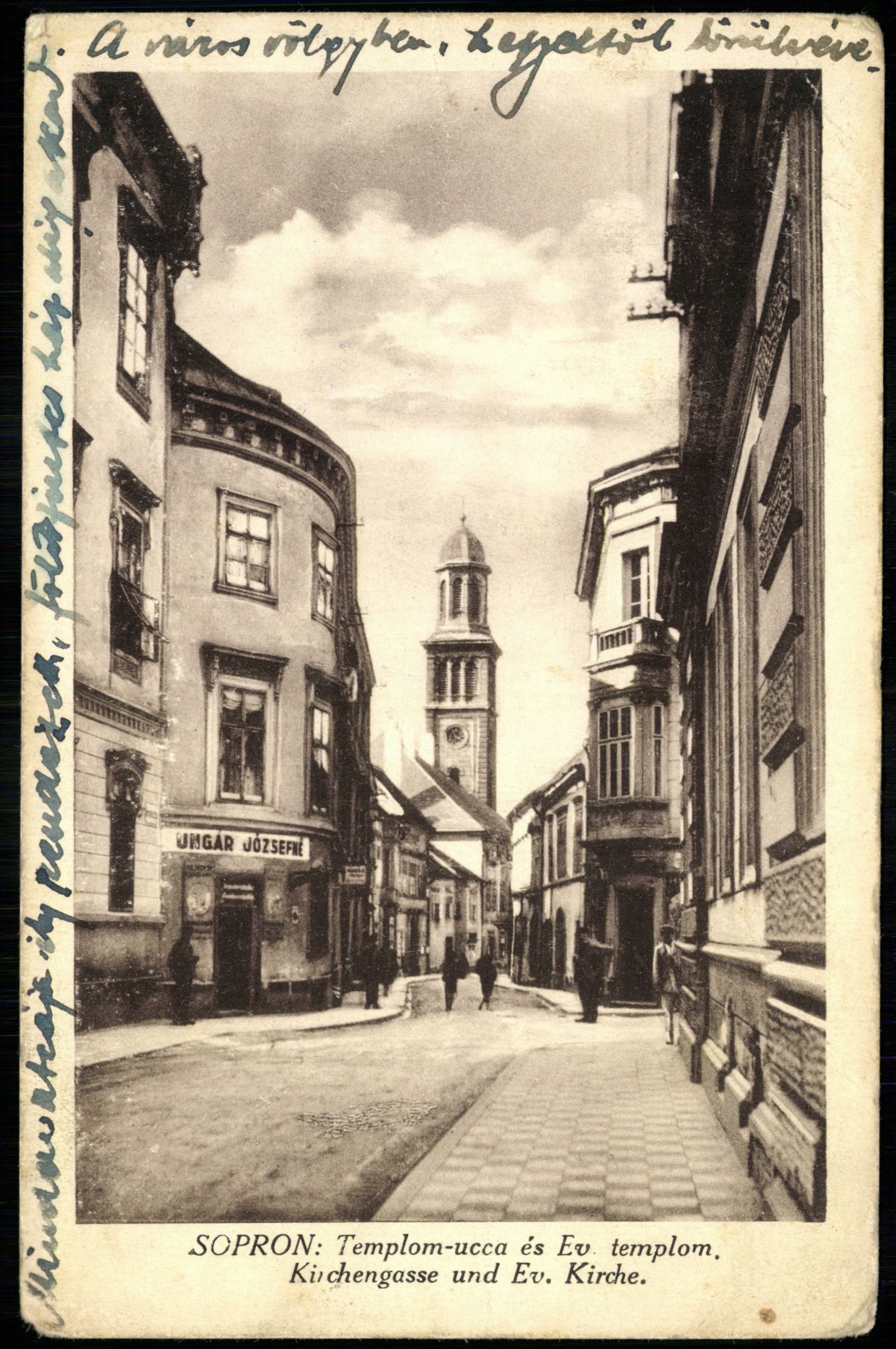 Sopron; Templom utca és evangélikus templom (Magyar Kereskedelmi és Vendéglátóipari Múzeum CC BY-NC-ND)