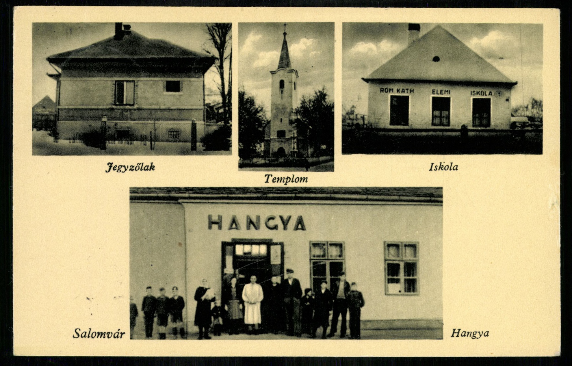 Salomvár; Jegyzőlak; Templom; Iskola; Hangya (Magyar Kereskedelmi és Vendéglátóipari Múzeum CC BY-NC-ND)