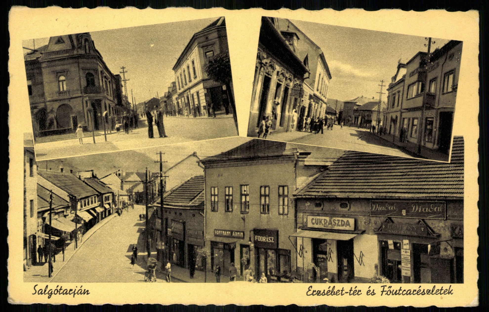 Salgótarján; Erzsébet tér és Fő utca részletek (Magyar Kereskedelmi és Vendéglátóipari Múzeum CC BY-NC-ND)