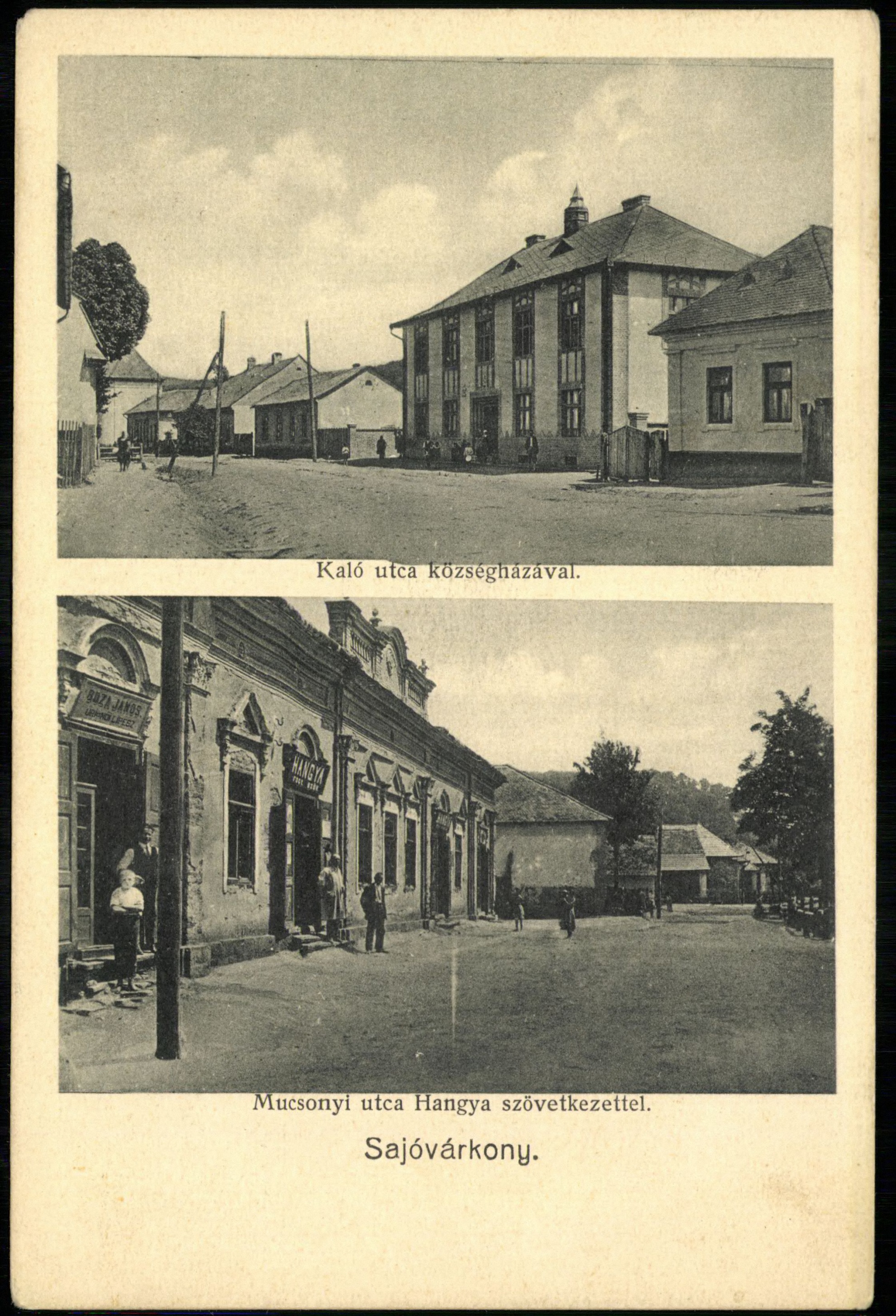 Sajóvárkony; Kaló utca Községházával; Mucsonyi utca Hangya Szövetkezettel (Magyar Kereskedelmi és Vendéglátóipari Múzeum CC BY-NC-ND)