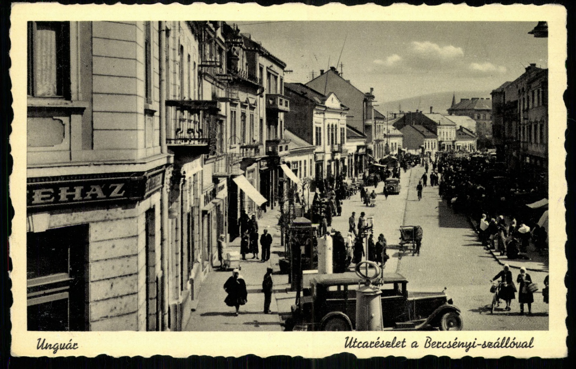 Ungvár. Utcarészlet a Bercsényi Szállóval (Magyar Kereskedelmi és Vendéglátóipari Múzeum CC BY-NC-ND)