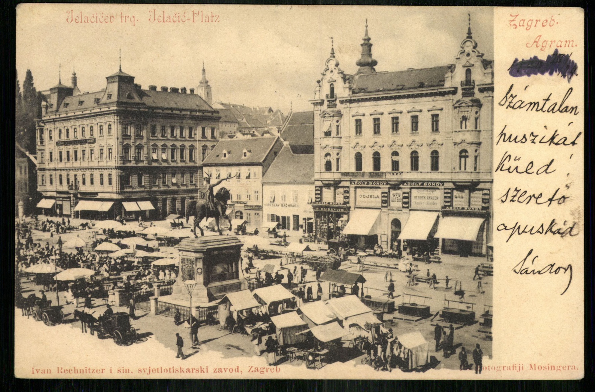 Zagreb; Agram. Jelačić Platz (Magyar Kereskedelmi és Vendéglátóipari Múzeum CC BY-NC-ND)