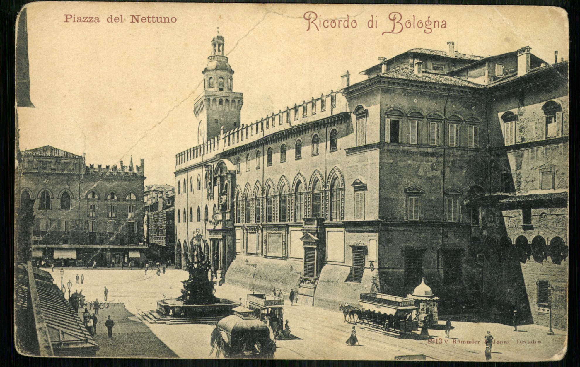 Ricordo di Bologna. Piazza del Nuttuno (Magyar Kereskedelmi és Vendéglátóipari Múzeum CC BY-NC-ND)