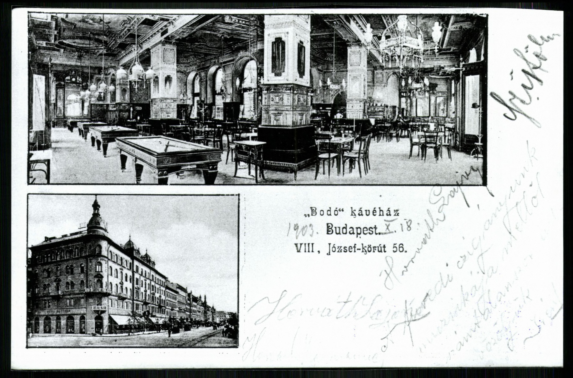 „Bodó” Kávéház, Budapest, VIII., József körút 56. (Magyar Kereskedelmi és Vendéglátóipari Múzeum CC BY-NC-ND)