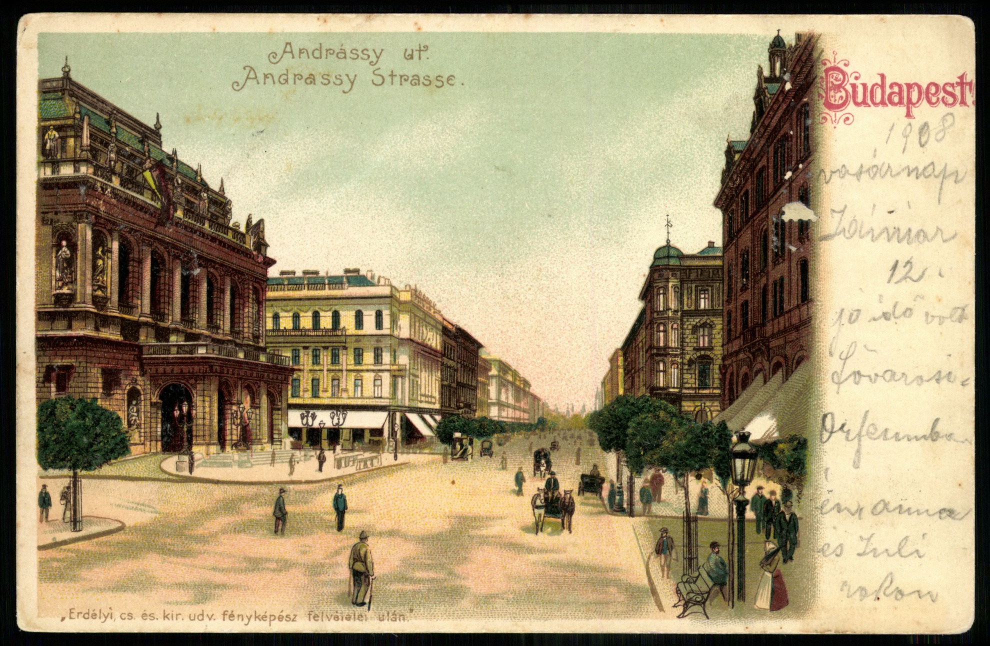 Budapest Andrássy út. Balra Opera kávéház (Magyar Kereskedelmi és Vendéglátóipari Múzeum CC BY-NC-ND)