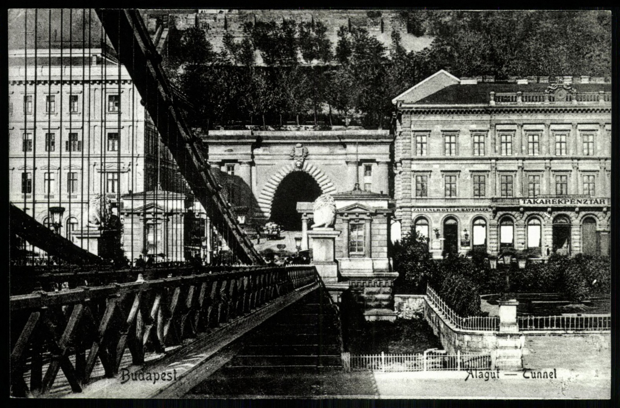 Budapest Alagút. Jobbra Zaillner Gyula kávéháza (Magyar Kereskedelmi és Vendéglátóipari Múzeum CC BY-NC-ND)