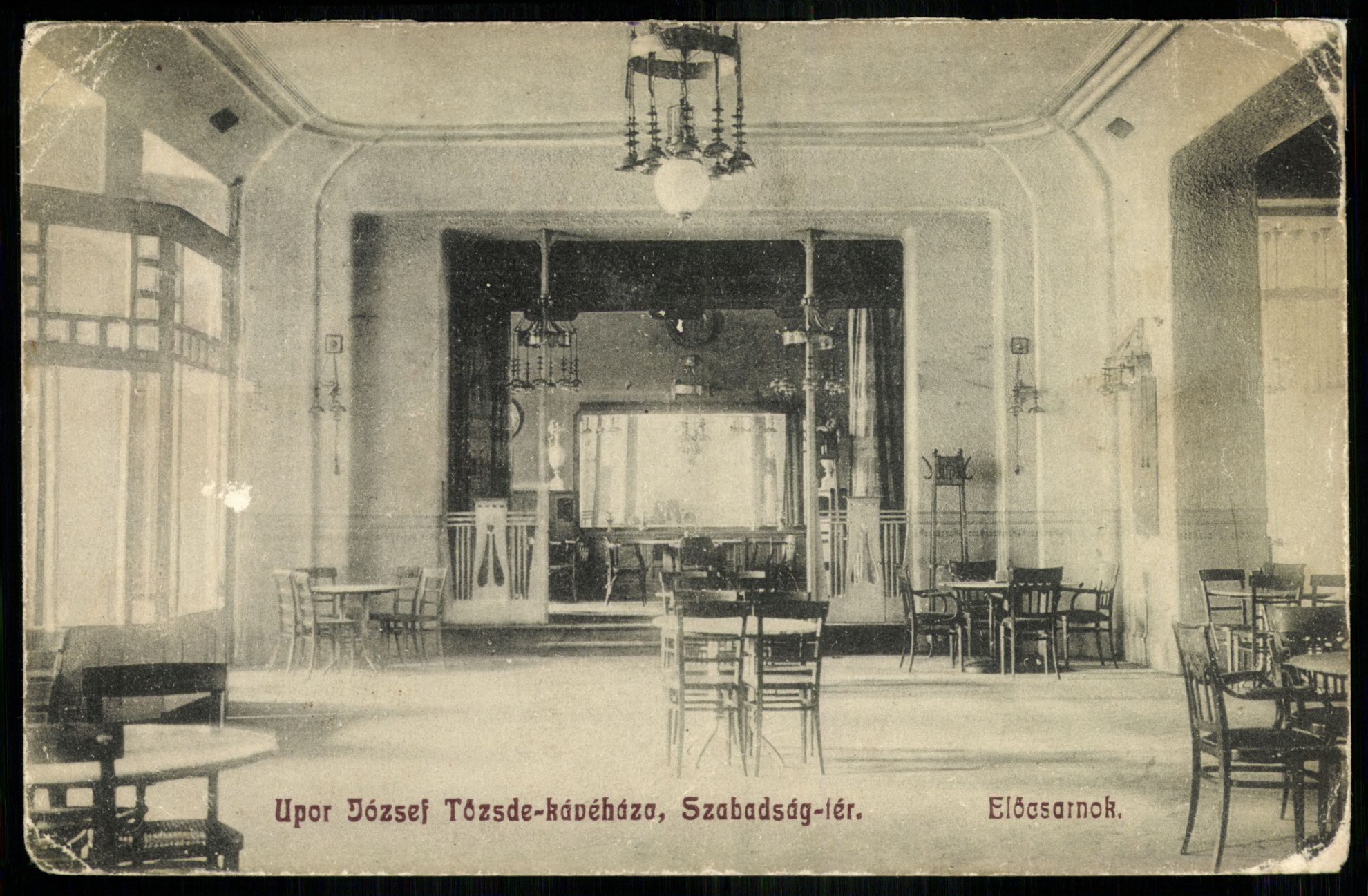 Upor József Tőzsde-kávéháza, Szabadság tér. Előcsarnok (Magyar Kereskedelmi és Vendéglátóipari Múzeum CC BY-NC-ND)